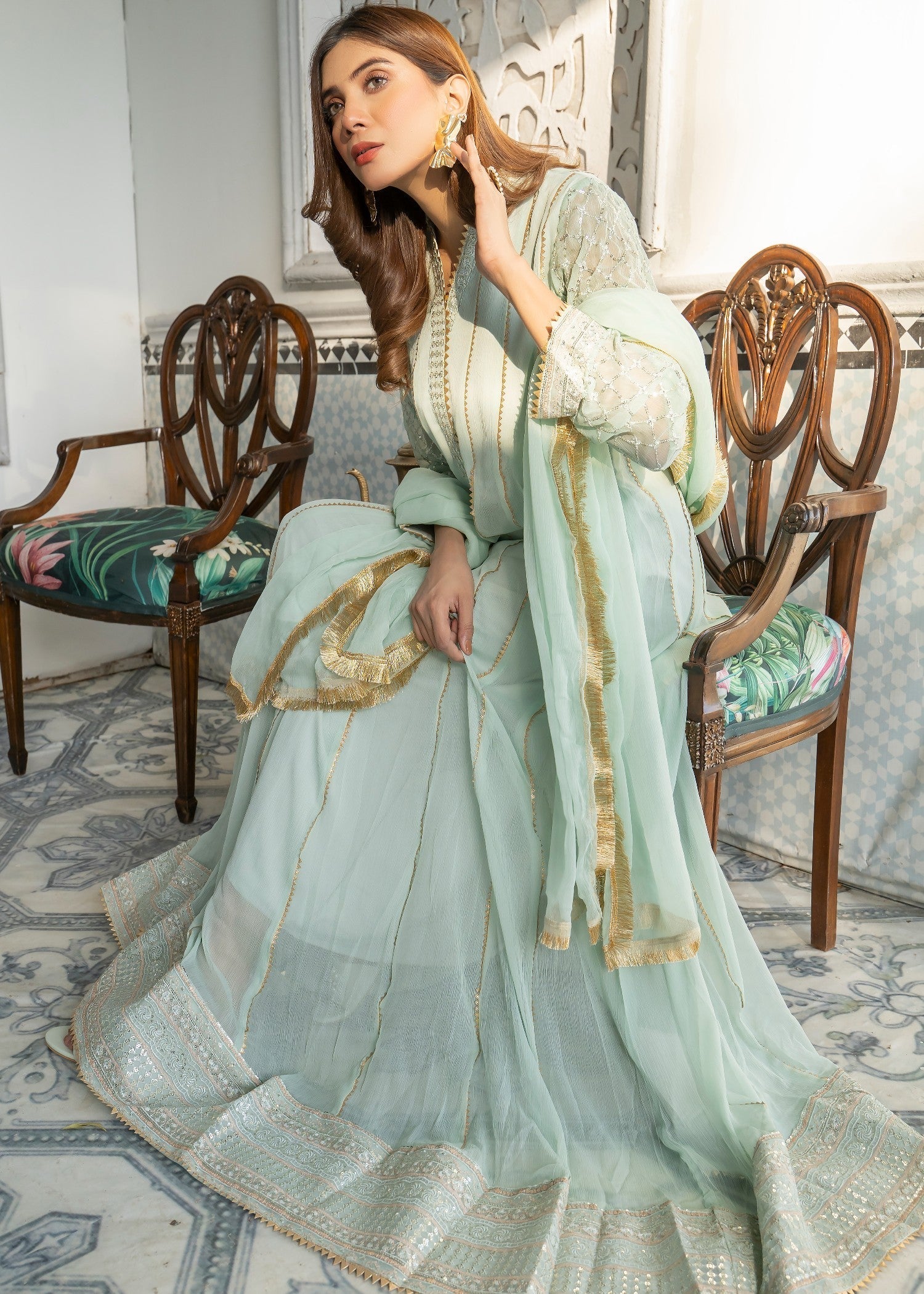 Mona Embroidery EMBELLISH AZURE MINT GREEN Women 3pcs