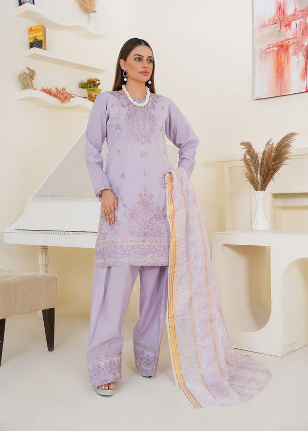 Kashaf Lilac cotton silk farshi shalwar embroidered Women 3pcs