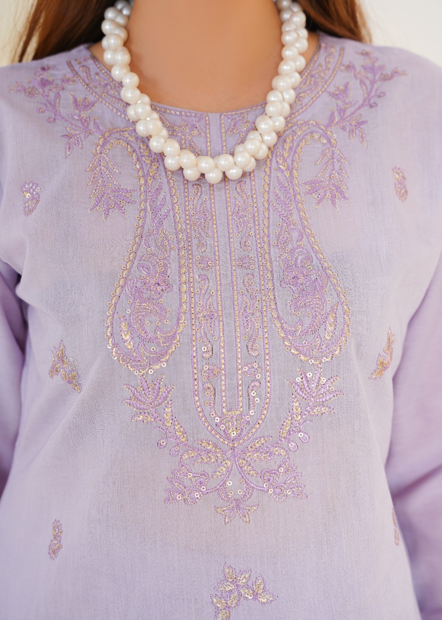 Kashaf Lilac cotton silk farshi shalwar embroidered Women 3pcs