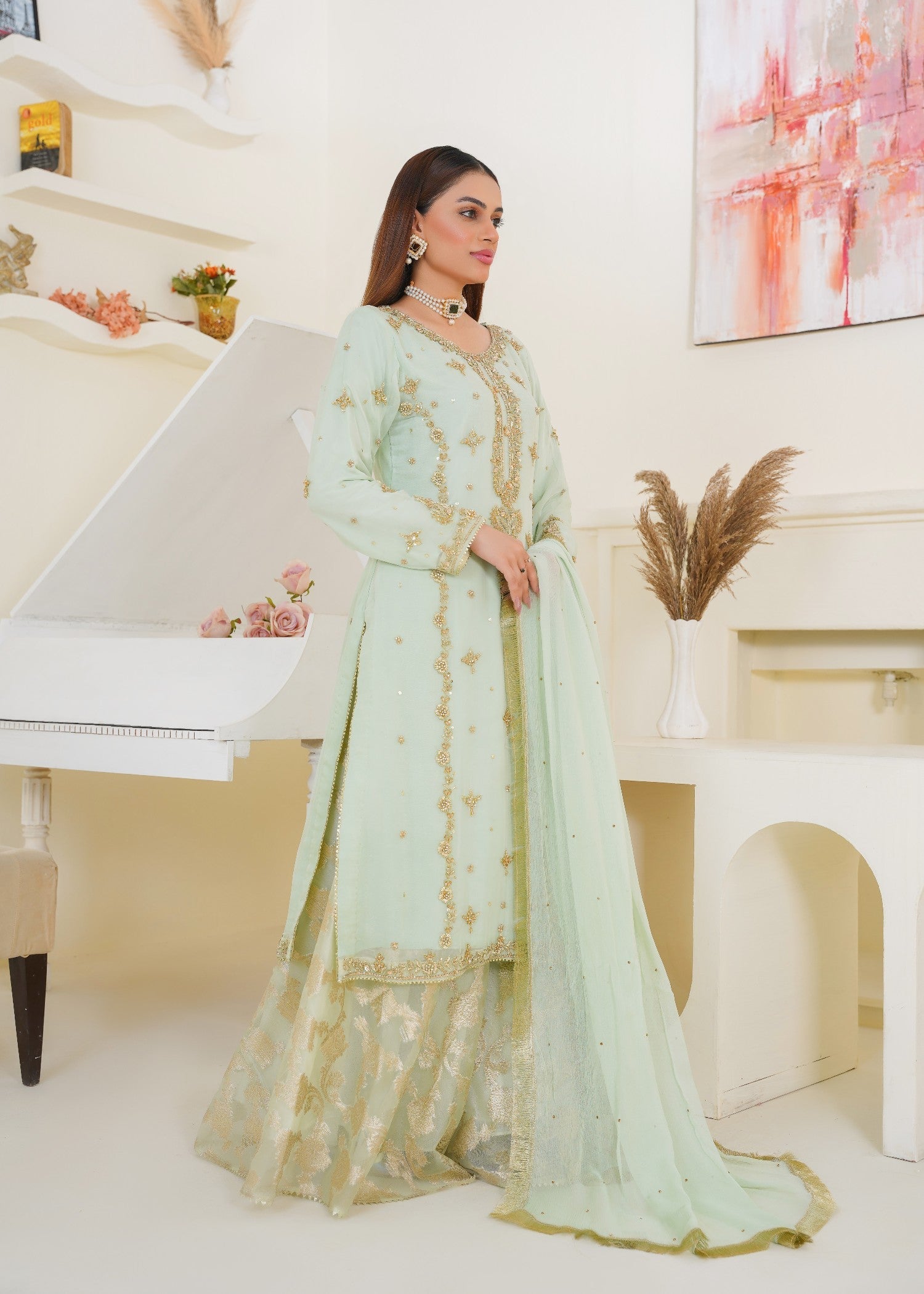 Lajpal LJP Pistachio Sharara Women 3pcs