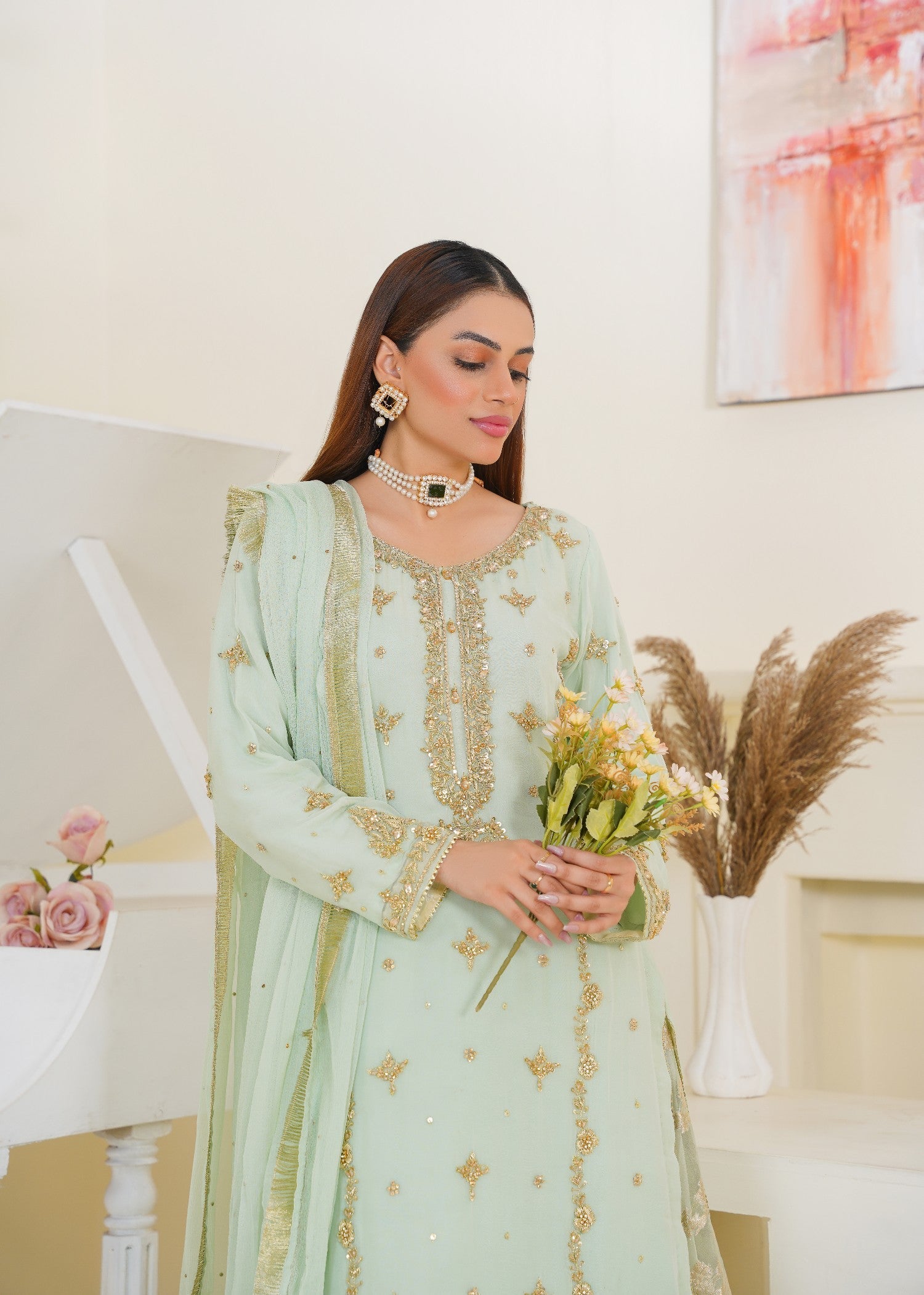Lajpal LJP Pistachio Sharara Women 3pcs