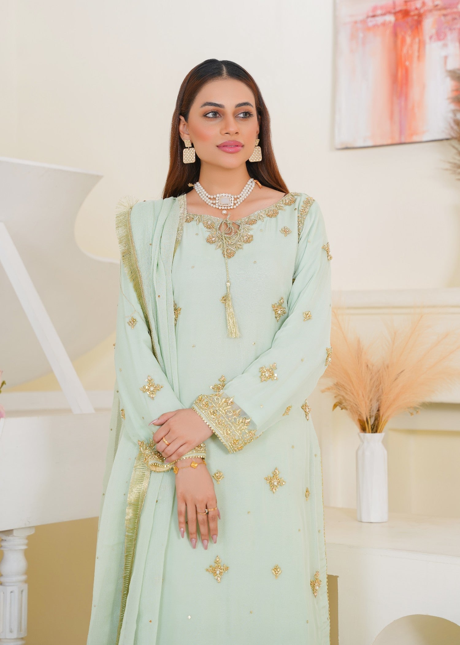 Lajpal LJP Pistachio Sharara 2 Women 3pcs