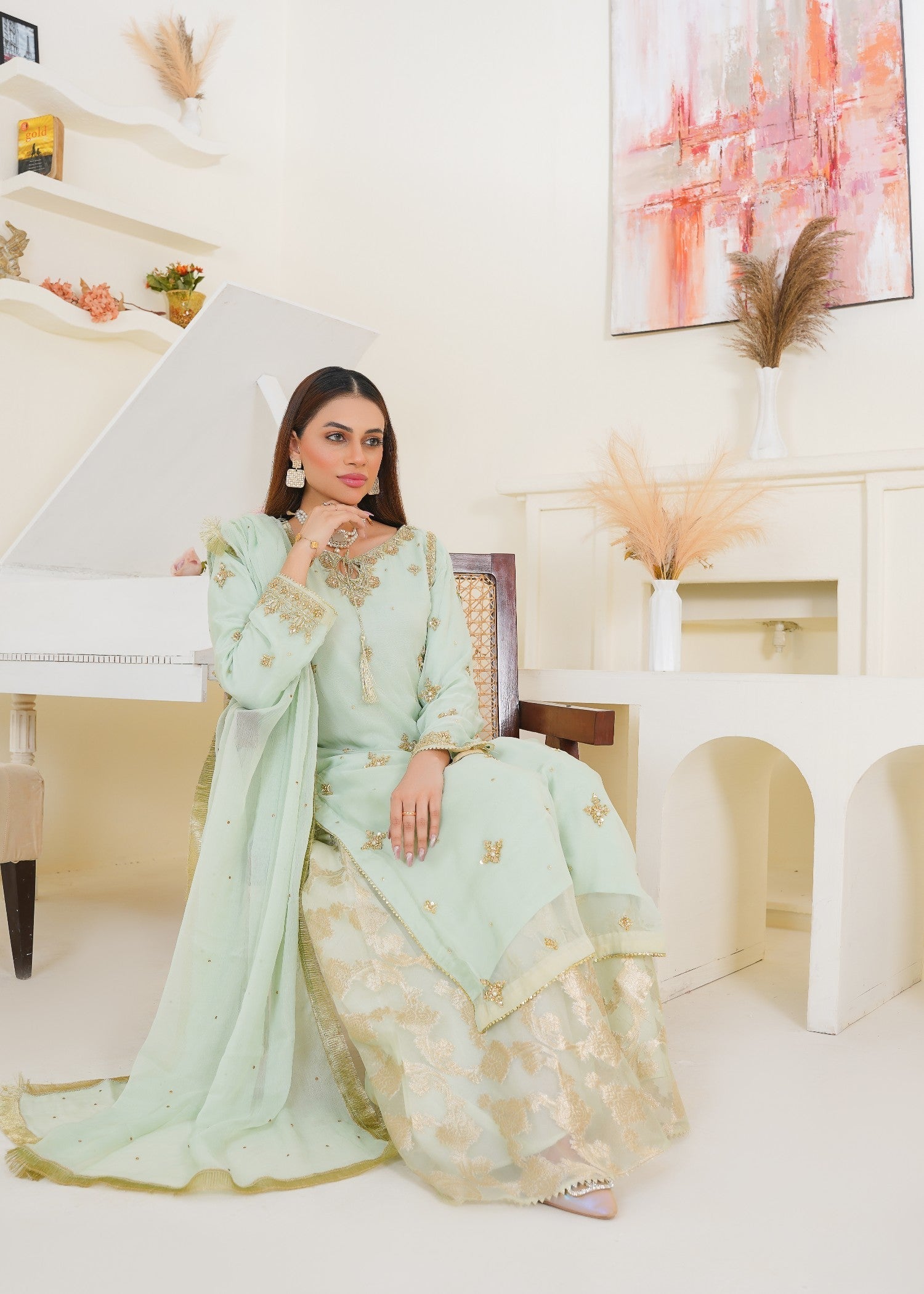 Lajpal LJP Pistachio Sharara 2 Women 3pcs