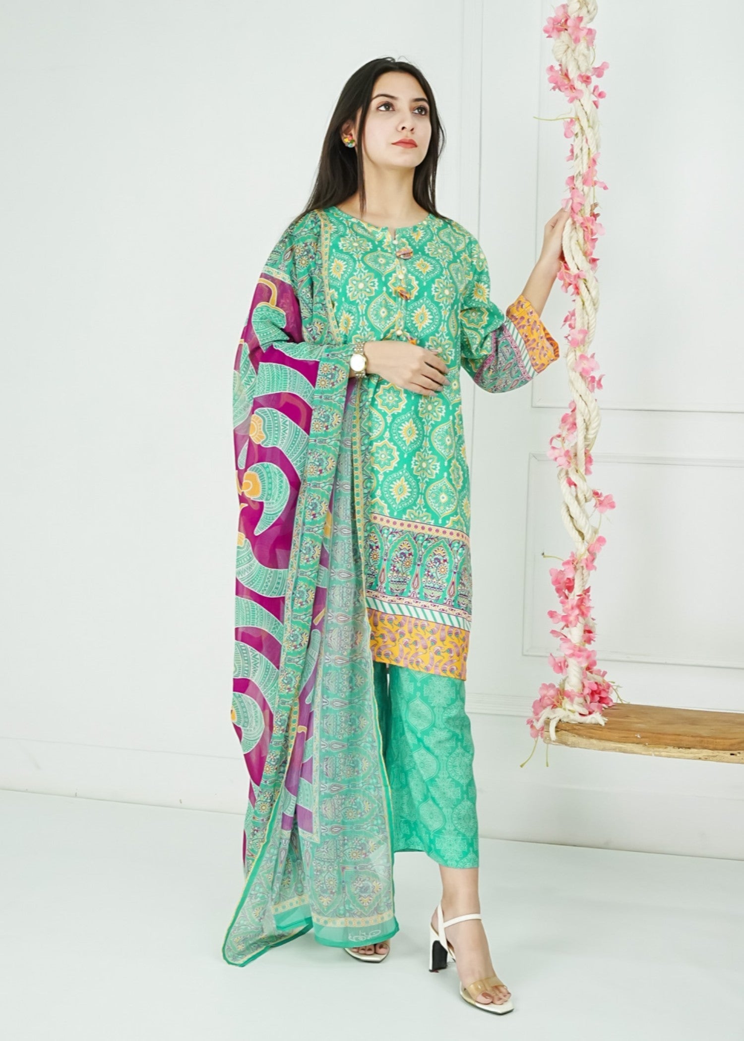 Tng (The Next Generation) Kanwal | Stitched | | Sea Green Women 3pcs