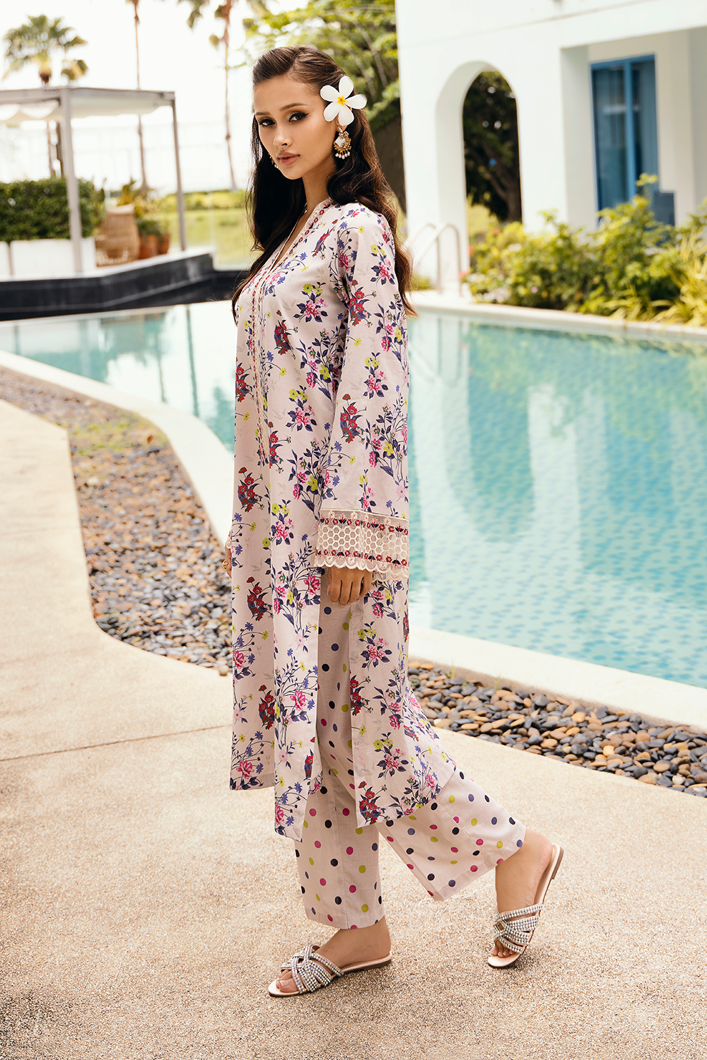 Esra Embroidered Printed Cambric MK 24 02 Women 2pcs