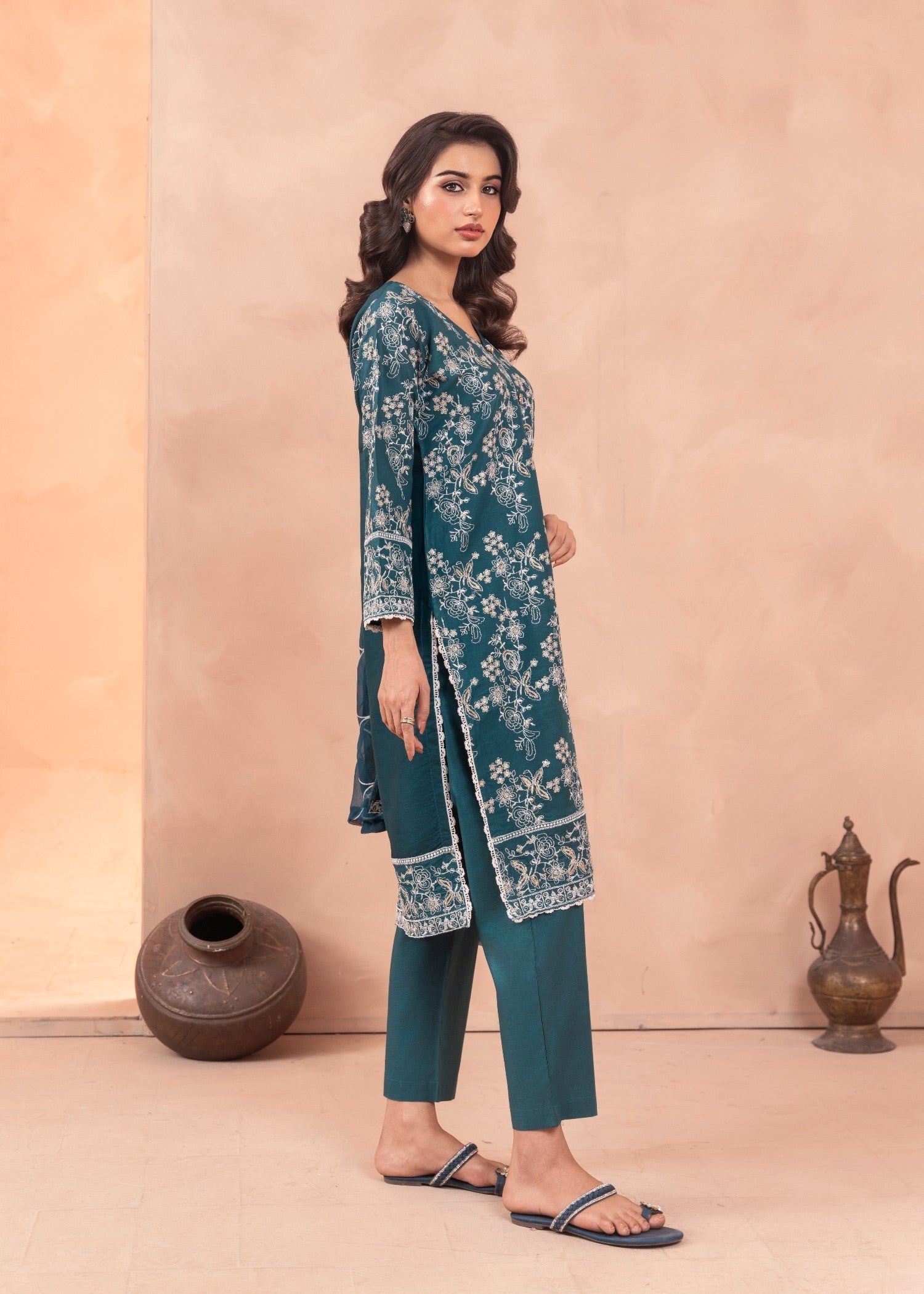 Four Season Boutique SAMBER COTTON TEAL BLUE Women 3pcs