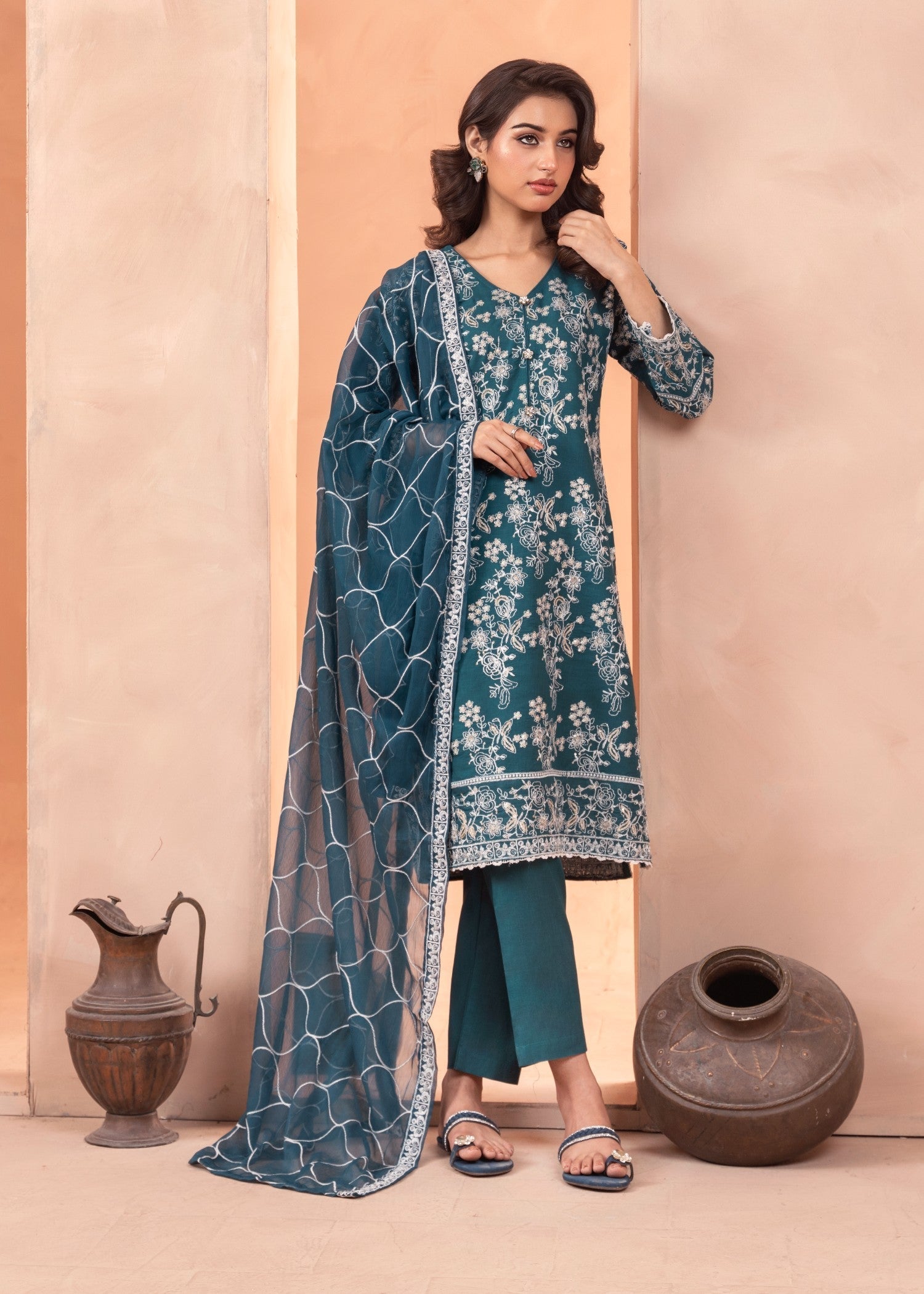 Four Season Boutique SAMBER COTTON TEAL BLUE Women 3pcs