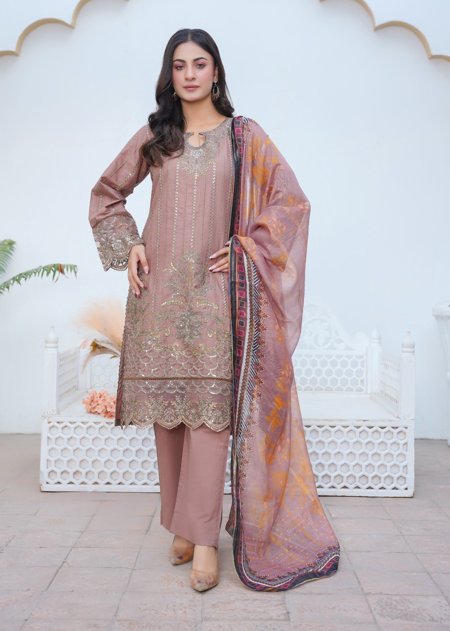 Kashaf | Tea Rose Cotton Set (1) Women 3pcs