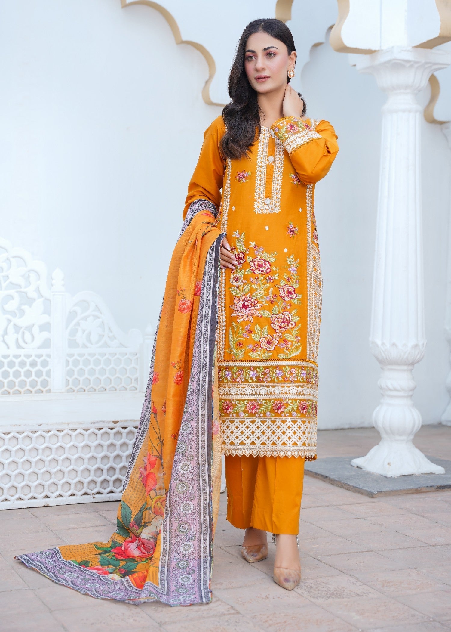 Kashaf | Mustard Cotton Set Women 3pcs