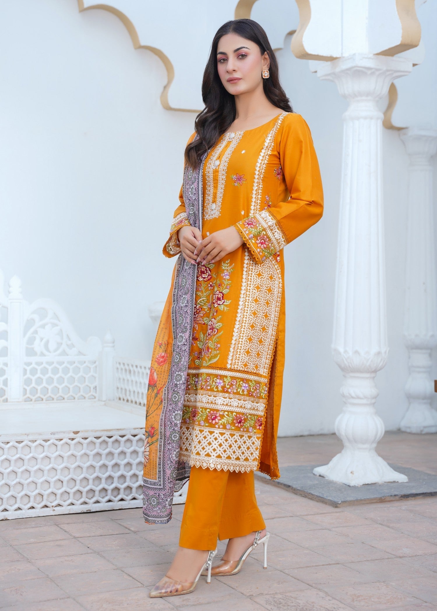 Kashaf | Mustard Cotton Set Women 3pcs