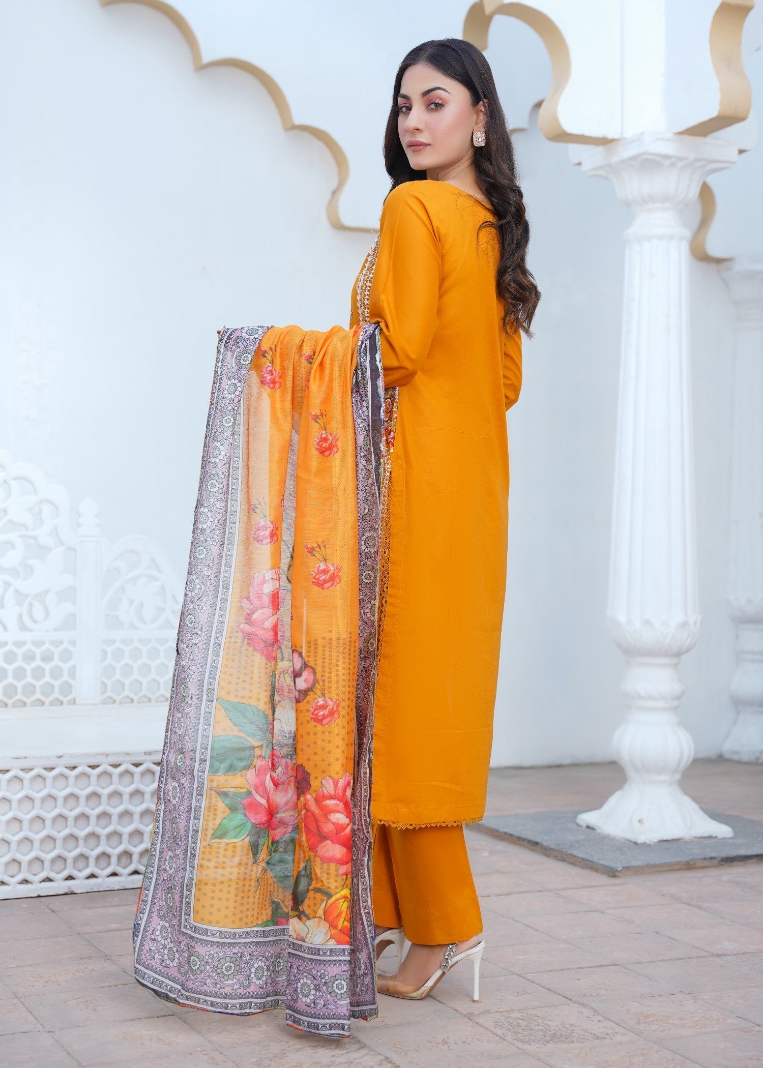 Kashaf | Mustard Cotton Set Women 3pcs