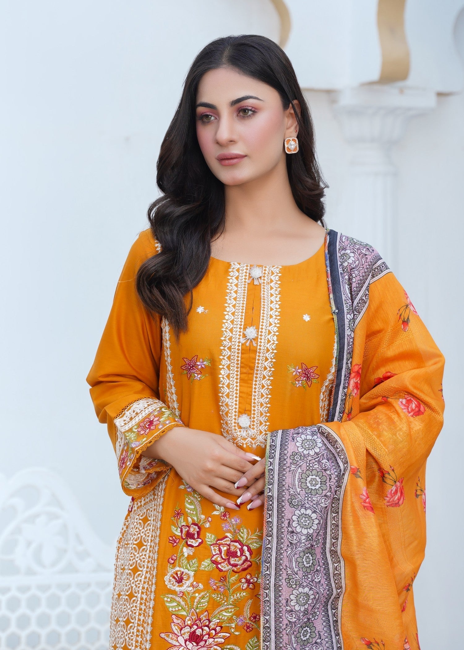 Kashaf | Mustard Cotton Set Women 3pcs