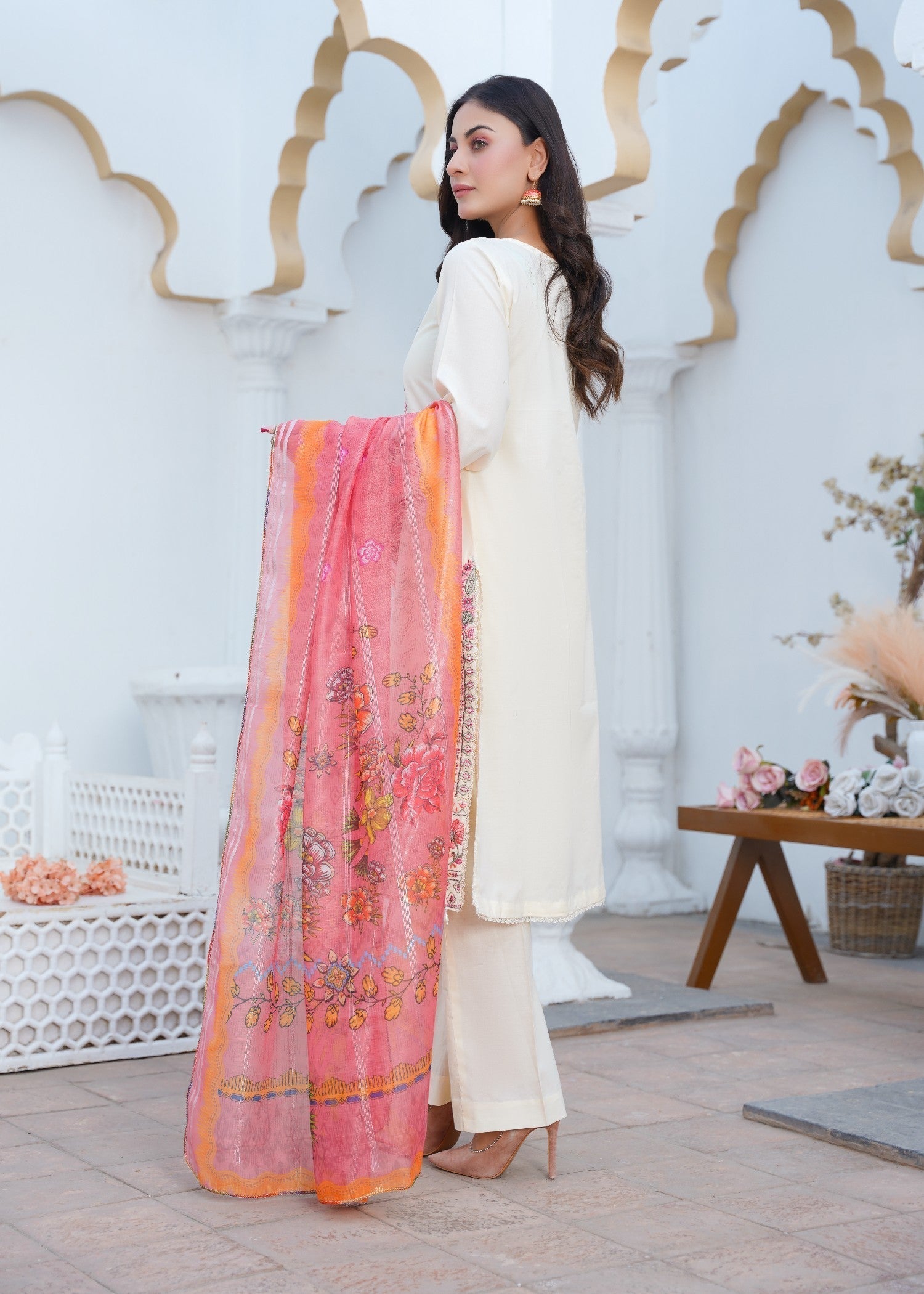 Kashaf | White Cotton Set Women 3pcs