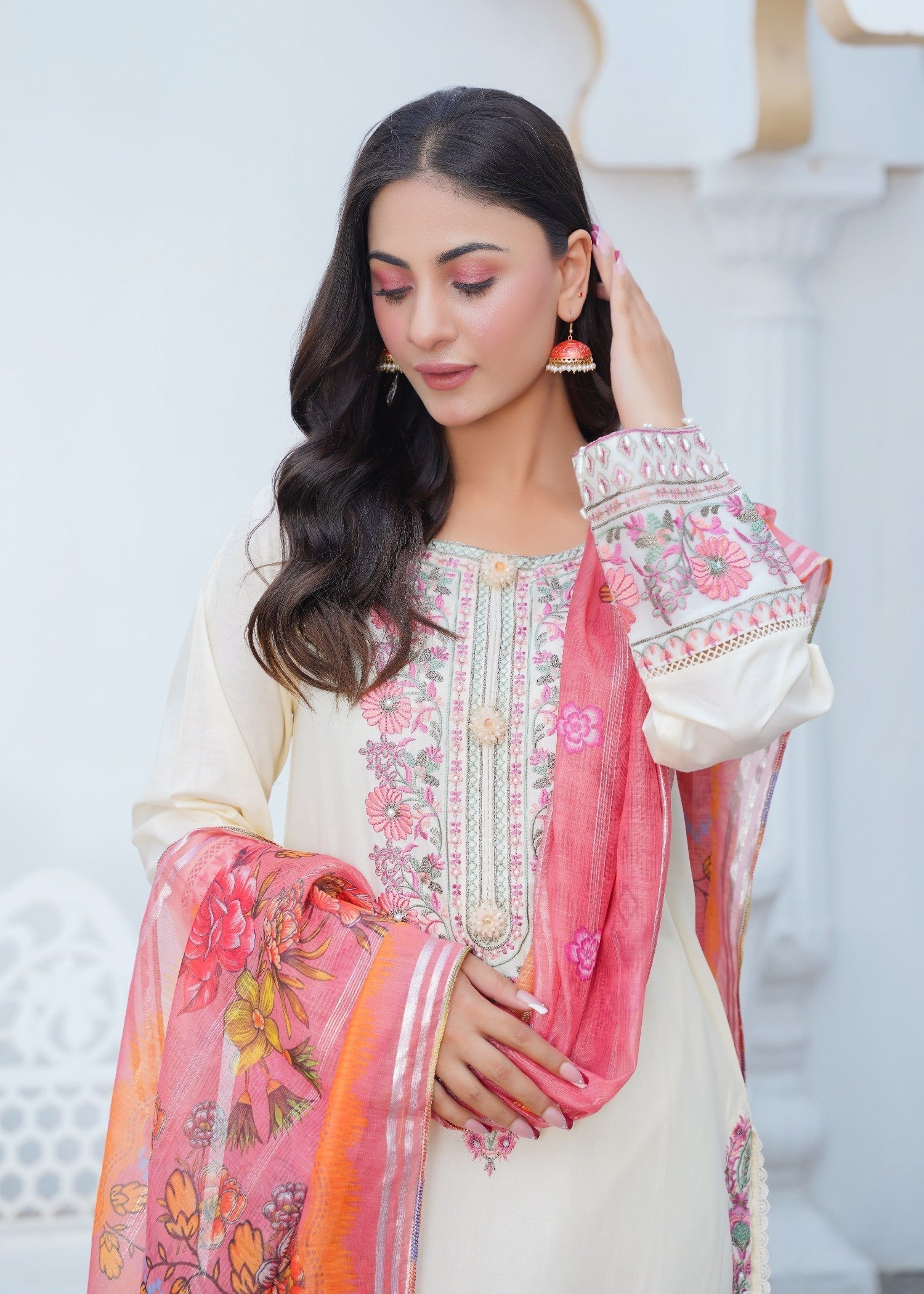 Kashaf | White Cotton Set Women 3pcs