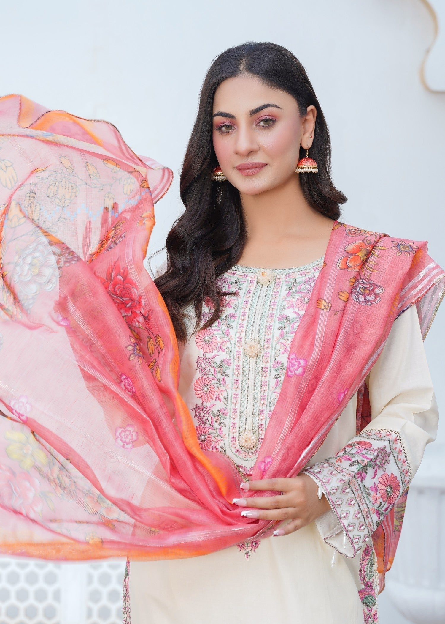 Kashaf | White Cotton Set Women 3pcs