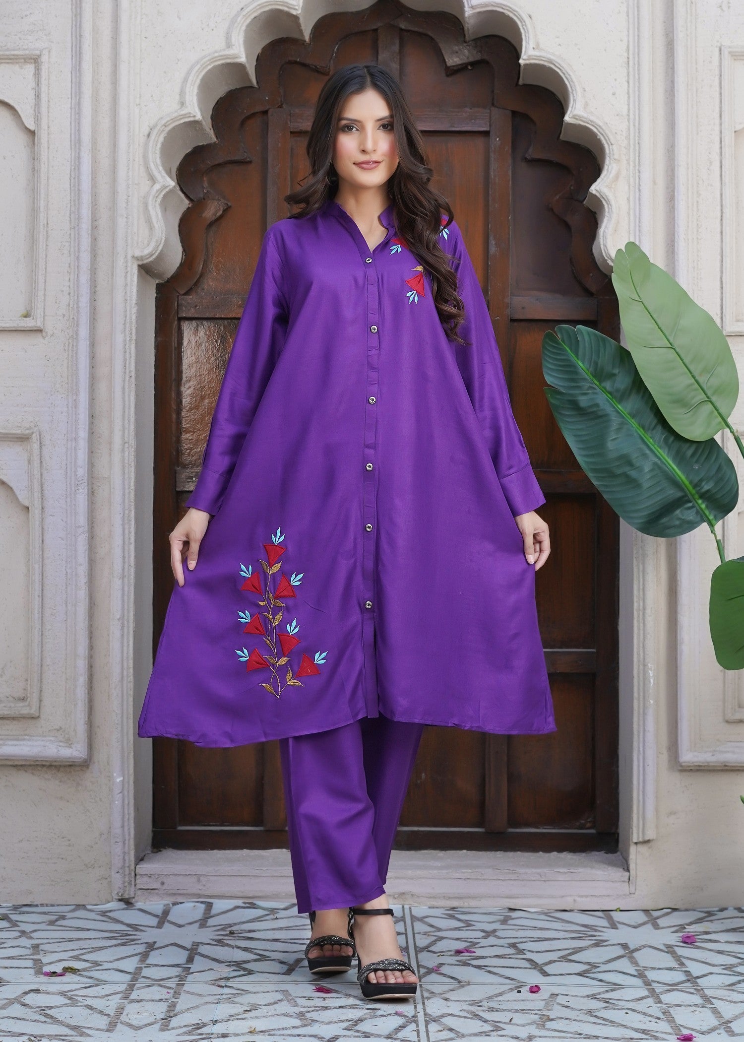Hamna Kalim reema purple tow piece Women 2pcs