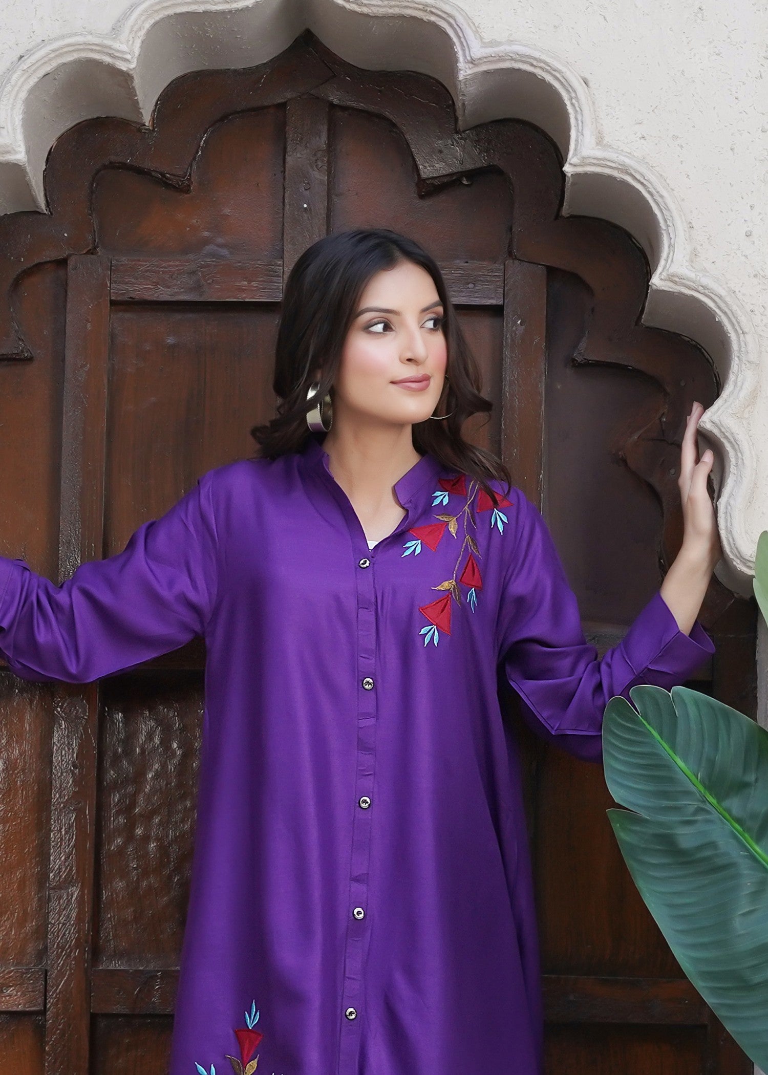 Hamna Kalim reema purple tow piece Women 2pcs