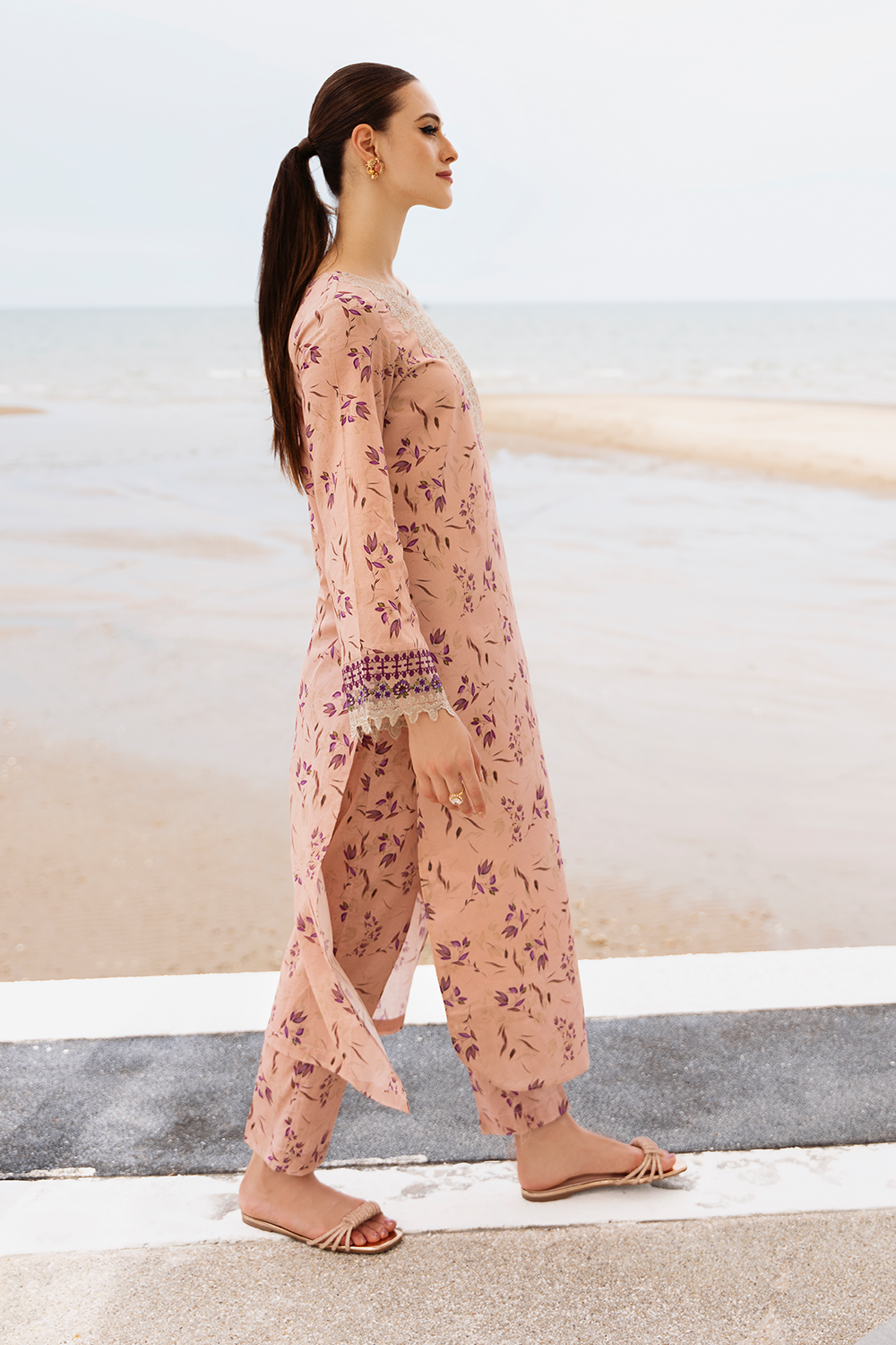 Esra Embroidered Printed Cambric MK 24 08 Women 2pcs