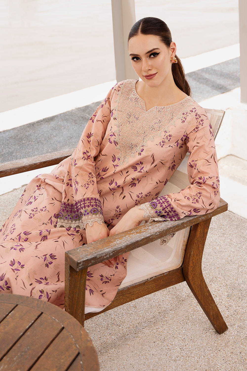 Esra Embroidered Printed Cambric MK 24 08 Women 2pcs