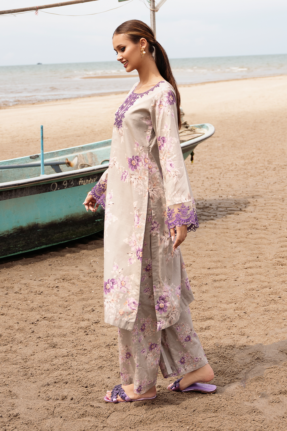 Esra Embroidered Printed Cambric MK 24 09 Women 2pcs