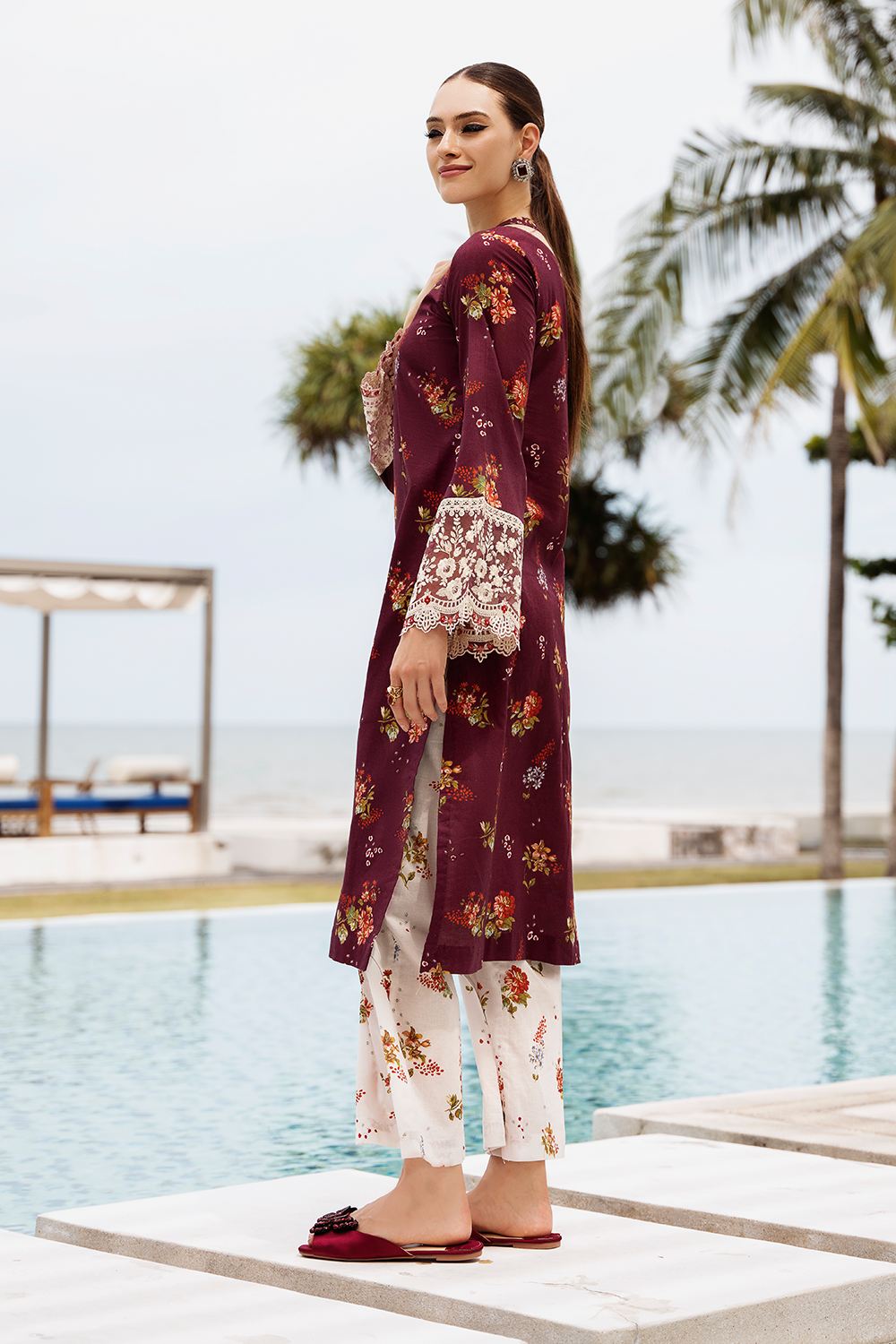 Esra Embroidered Printed Cambric MK 24 01 Women 2pcs