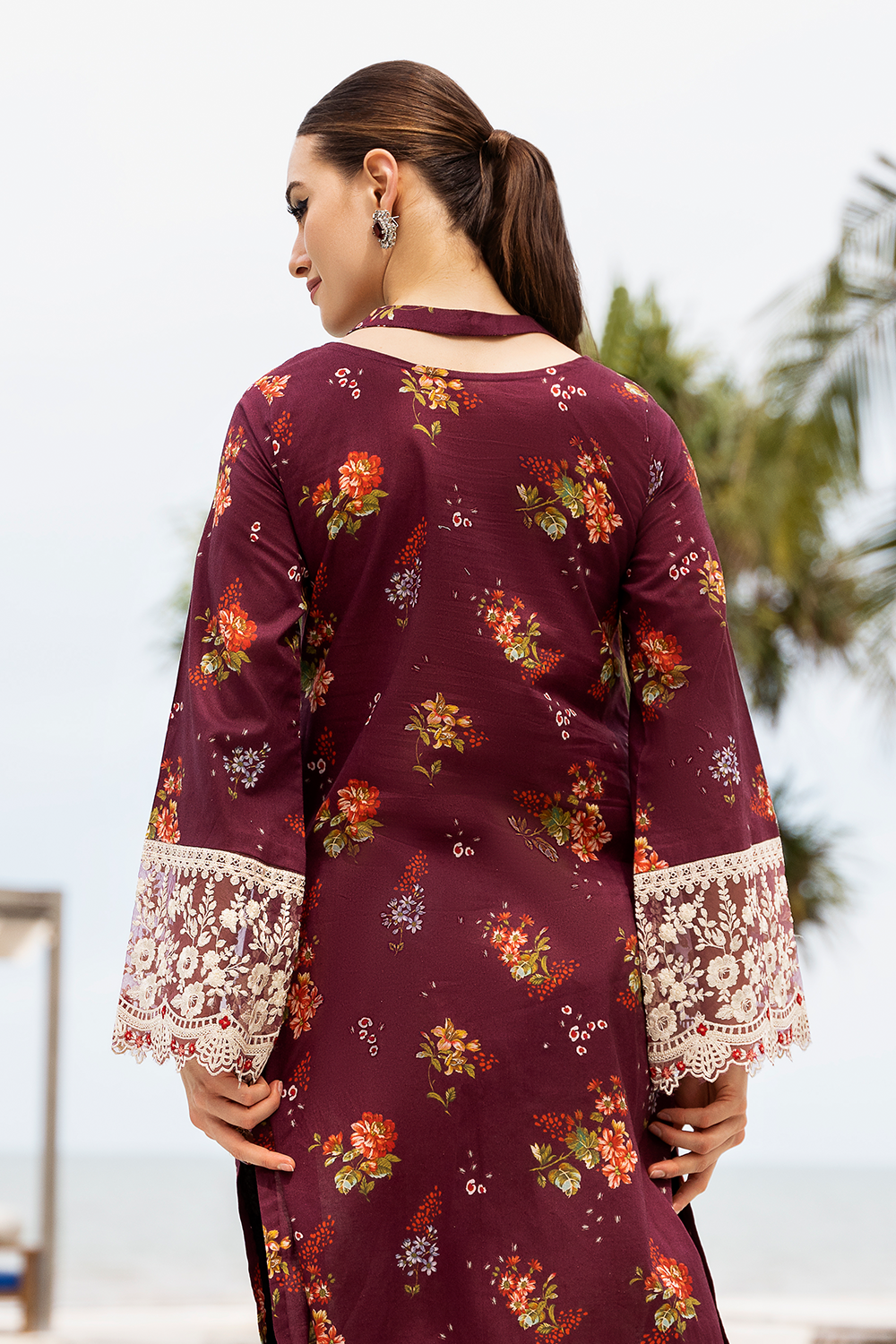 Esra Embroidered Printed Cambric MK 24 01 Women 2pcs