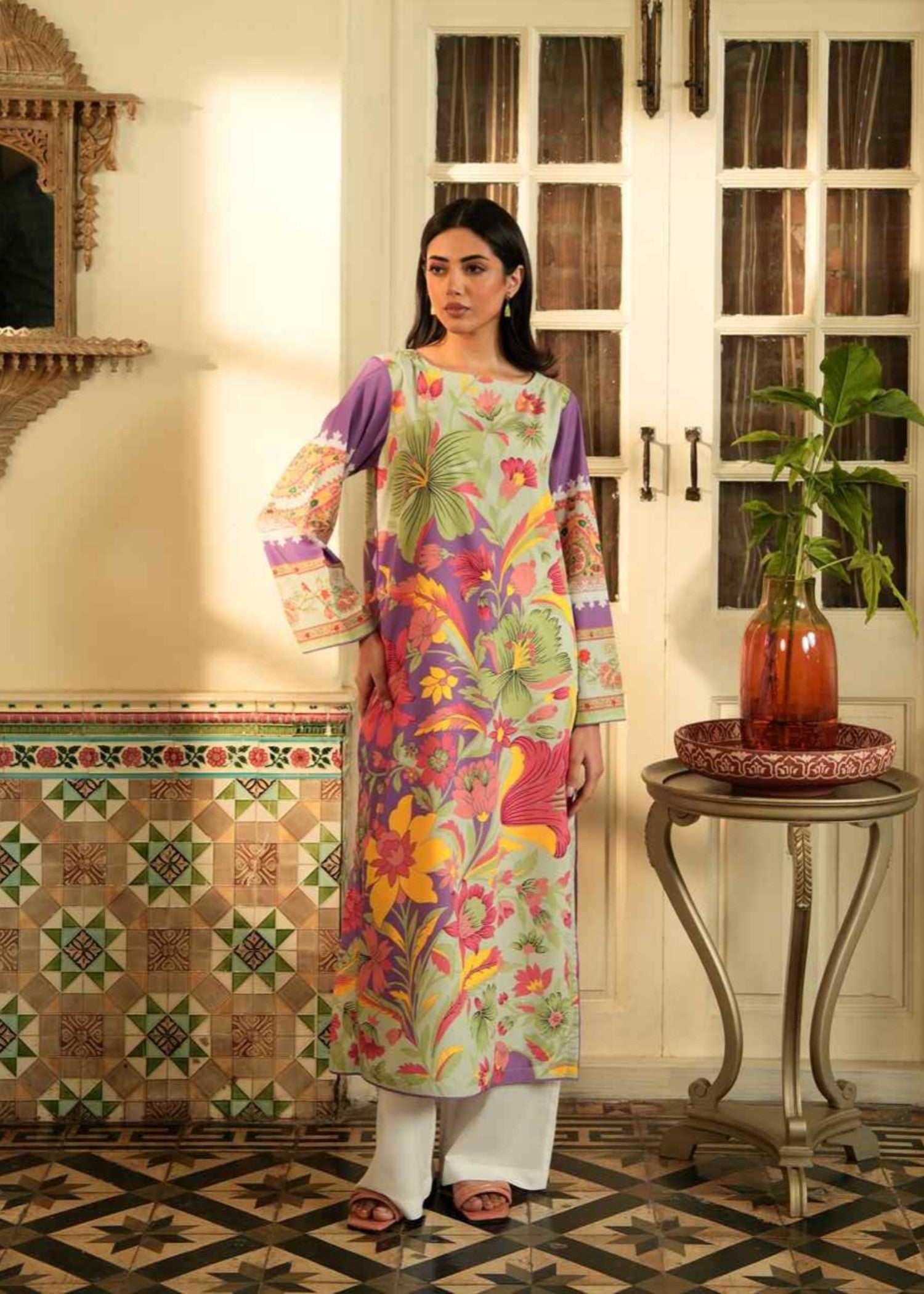 Narvan Ethnic Floral Print () Women 2pcs