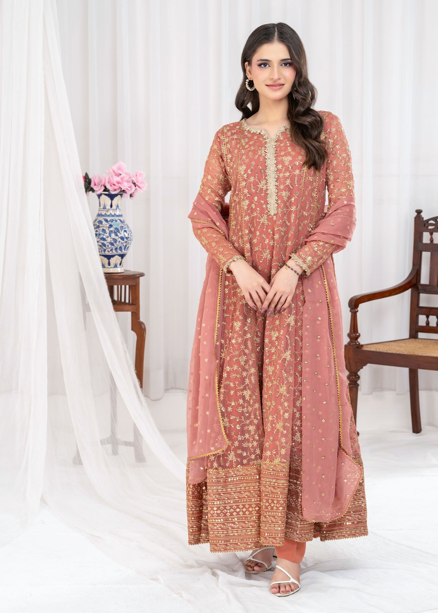 Ayesha Closet SAWARIYA CORAL PINK Women 3pcs