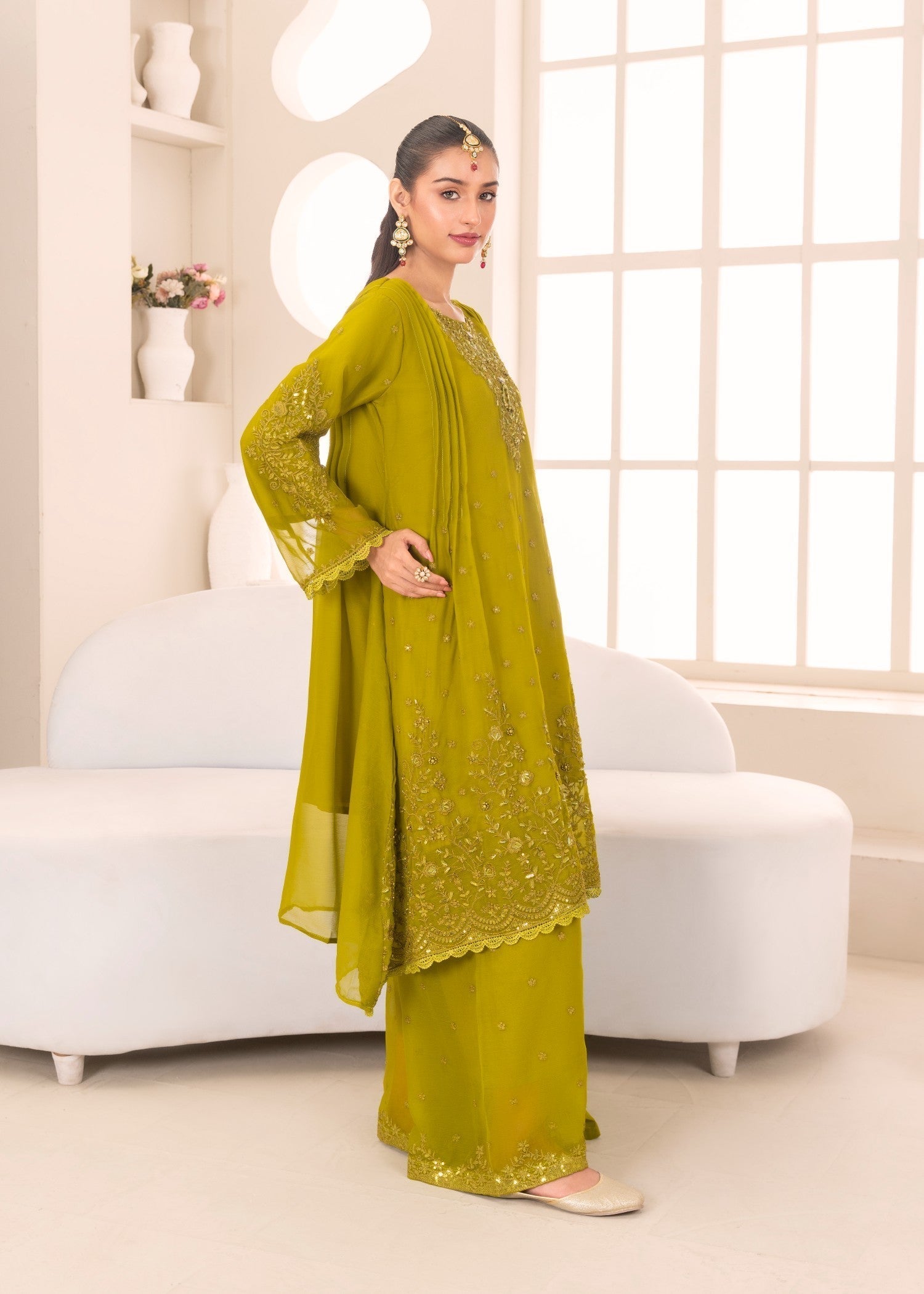 Four Season Boutique HANIA PISHWAS GREEN Women 3pcs