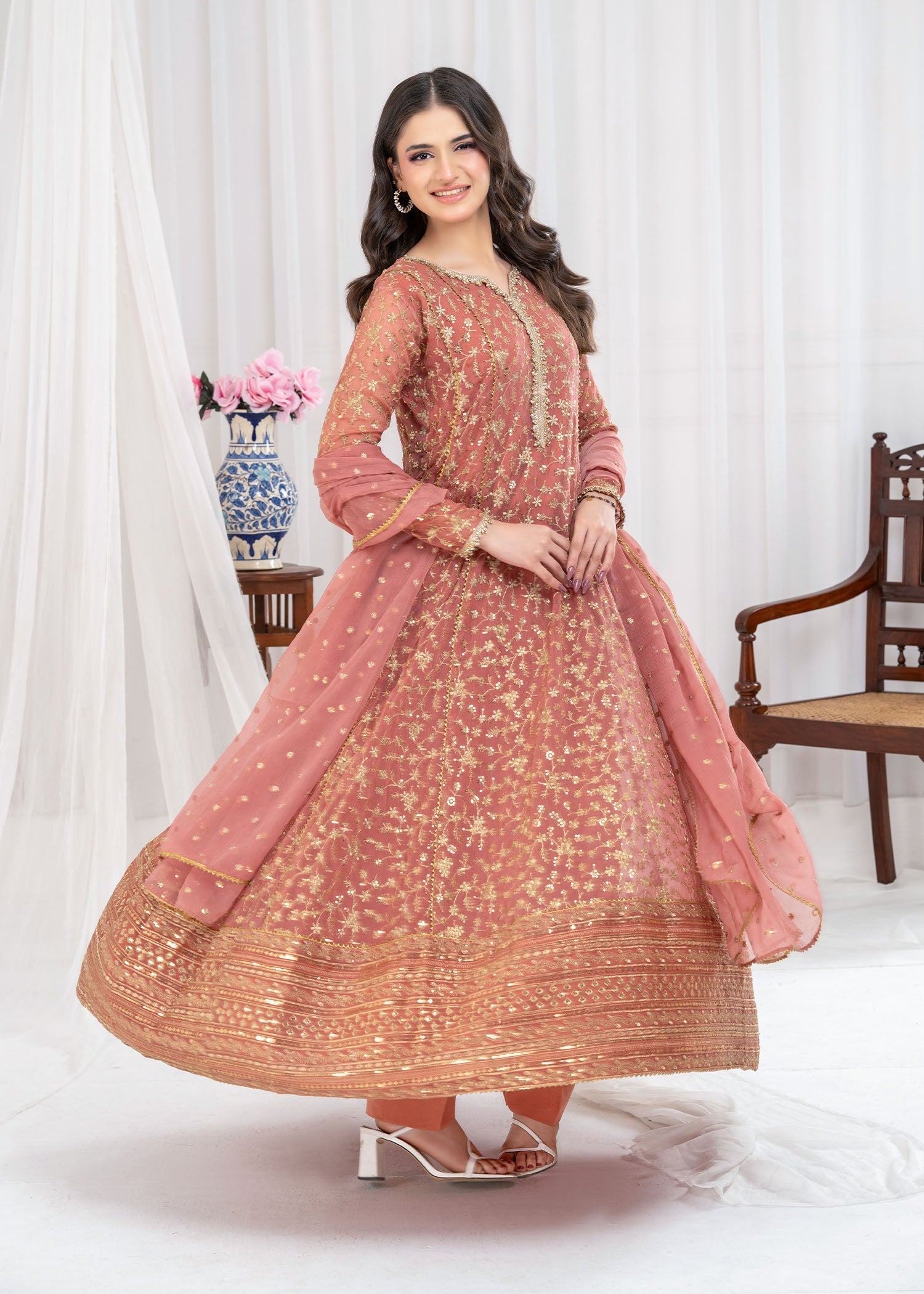 Ayesha Closet SAWARIYA CORAL PINK Women 3pcs