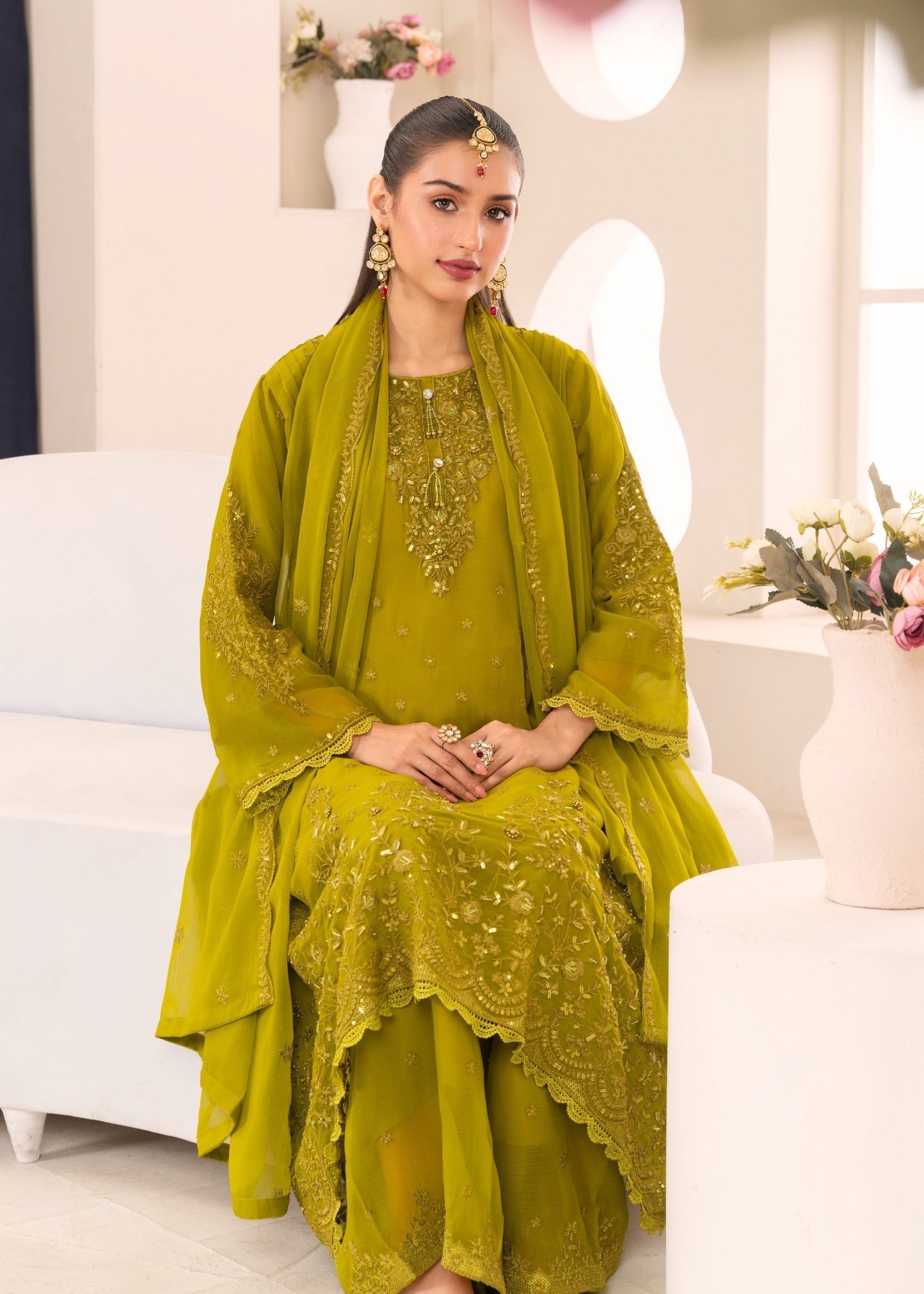 Four Season Boutique HANIA PISHWAS GREEN Women 3pcs