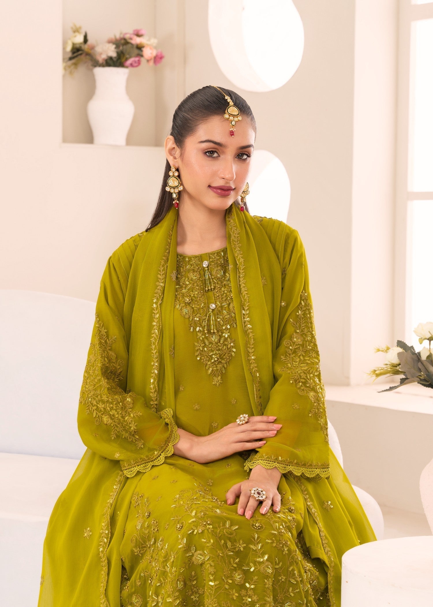 Four Season Boutique HANIA PISHWAS GREEN Women 3pcs