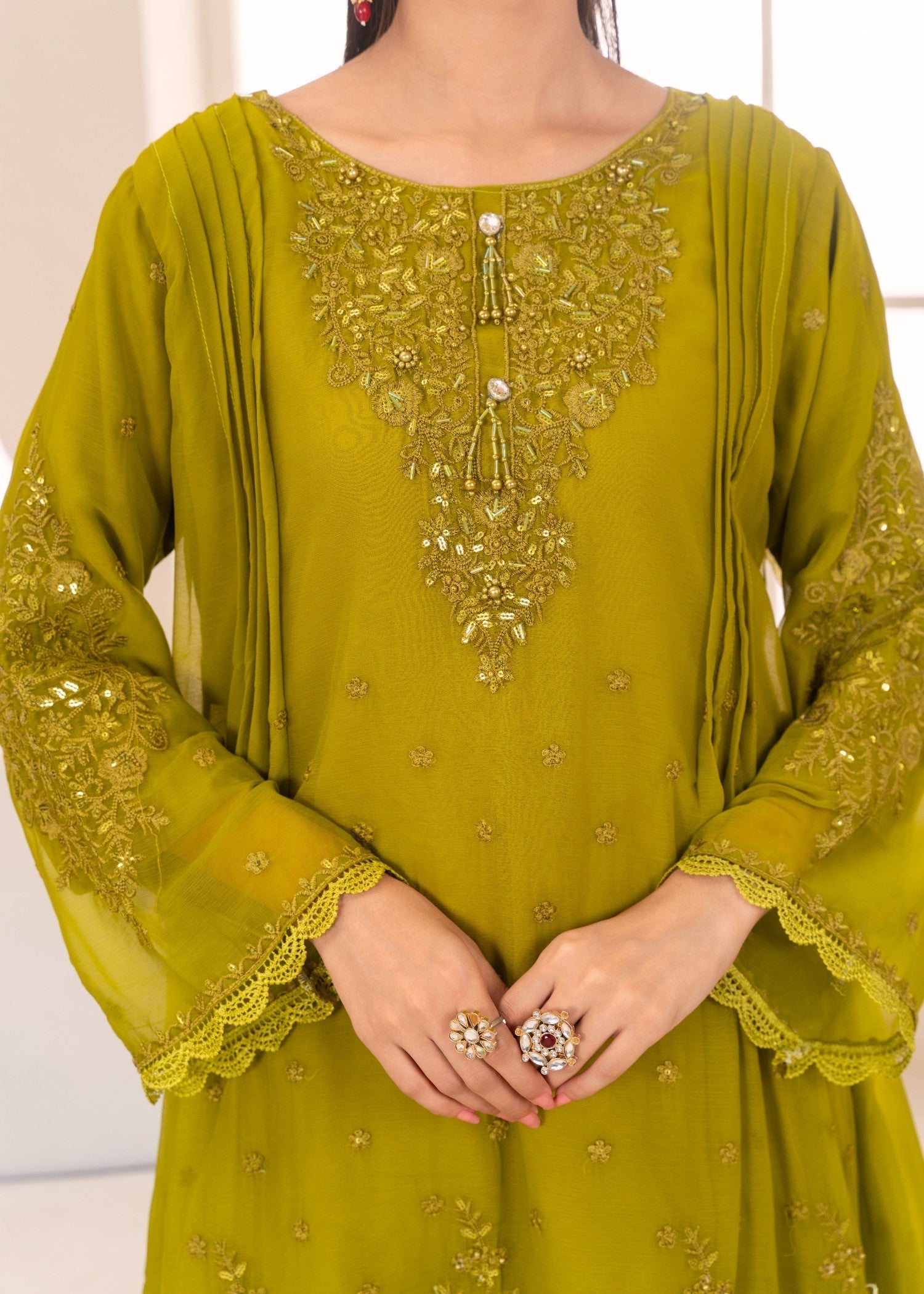 Four Season Boutique HANIA PISHWAS GREEN Women 3pcs