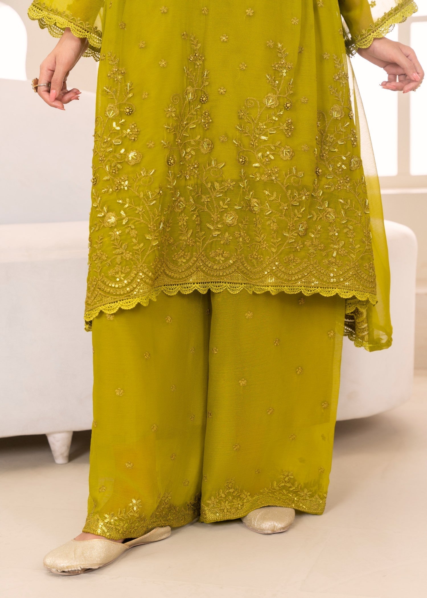 Four Season Boutique HANIA PISHWAS GREEN Women 3pcs