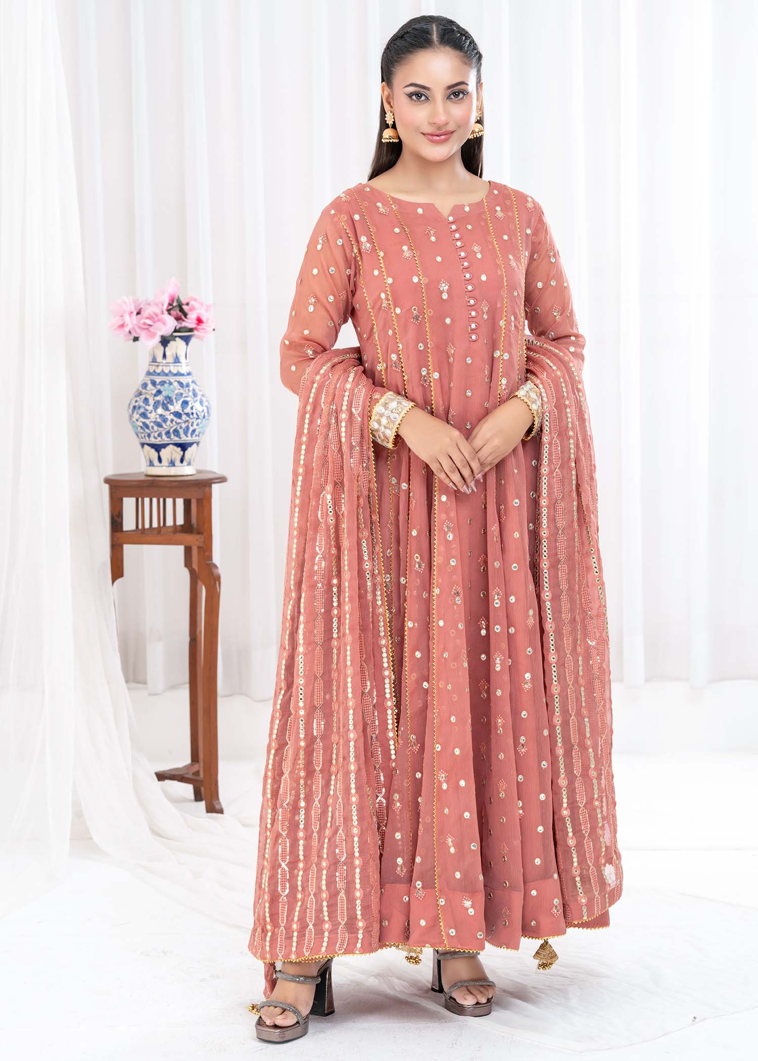 Ayesha Closet SUNDUS CORAL PINK Women 3pcs