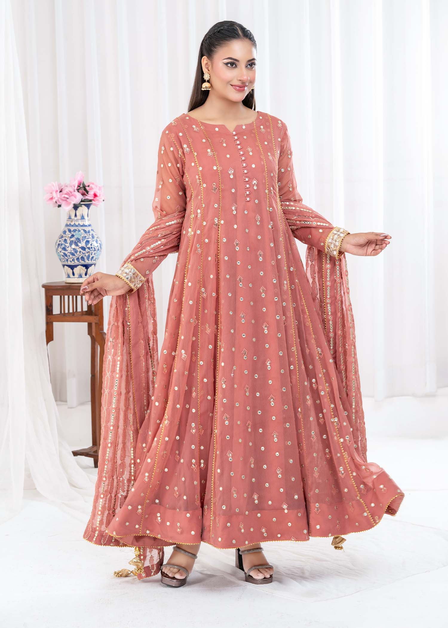 Ayesha Closet SUNDUS CORAL PINK Women 3pcs