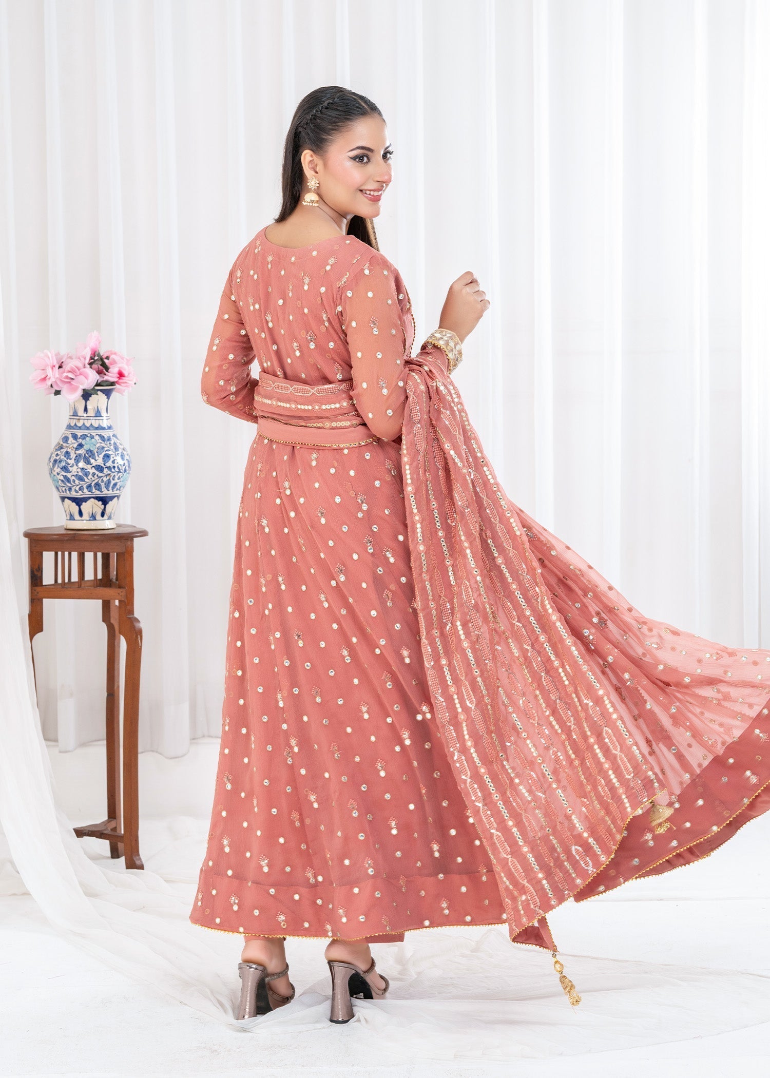 Ayesha Closet SUNDUS CORAL PINK Women 3pcs