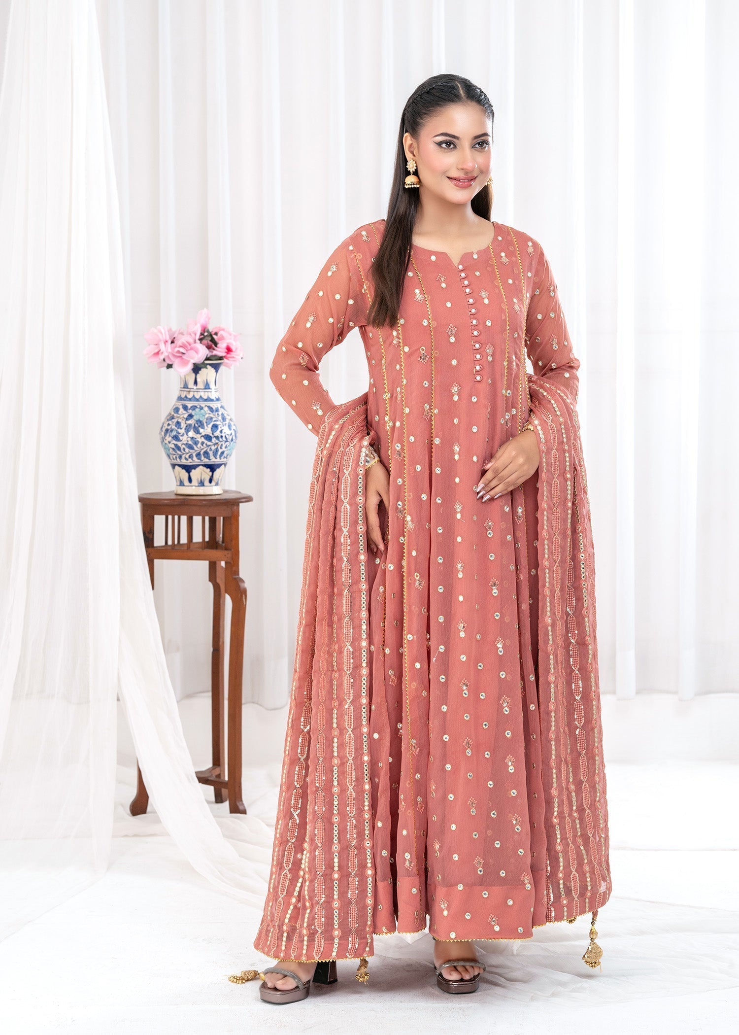 Ayesha Closet SUNDUS CORAL PINK Women 3pcs