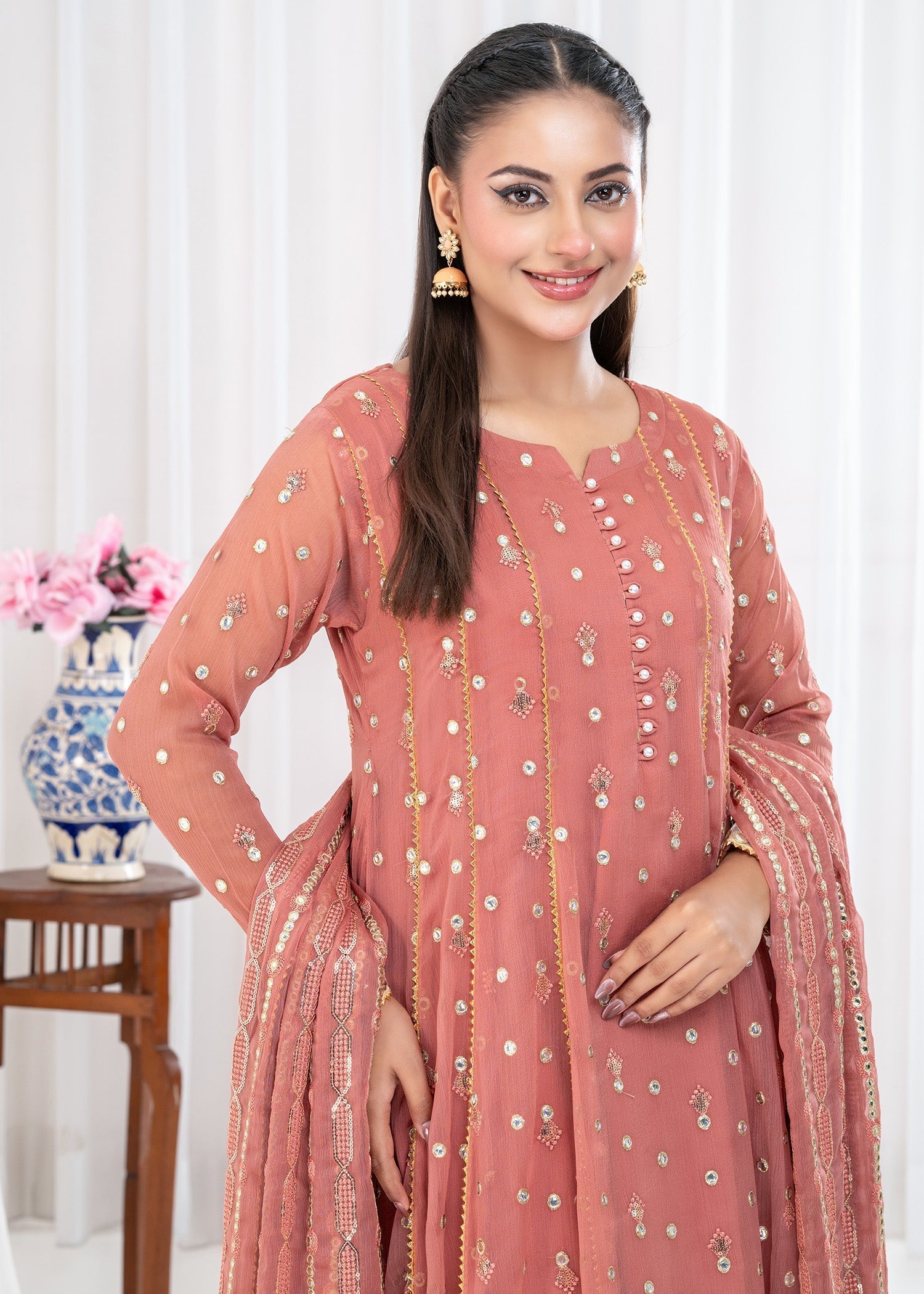 Ayesha Closet SUNDUS CORAL PINK Women 3pcs