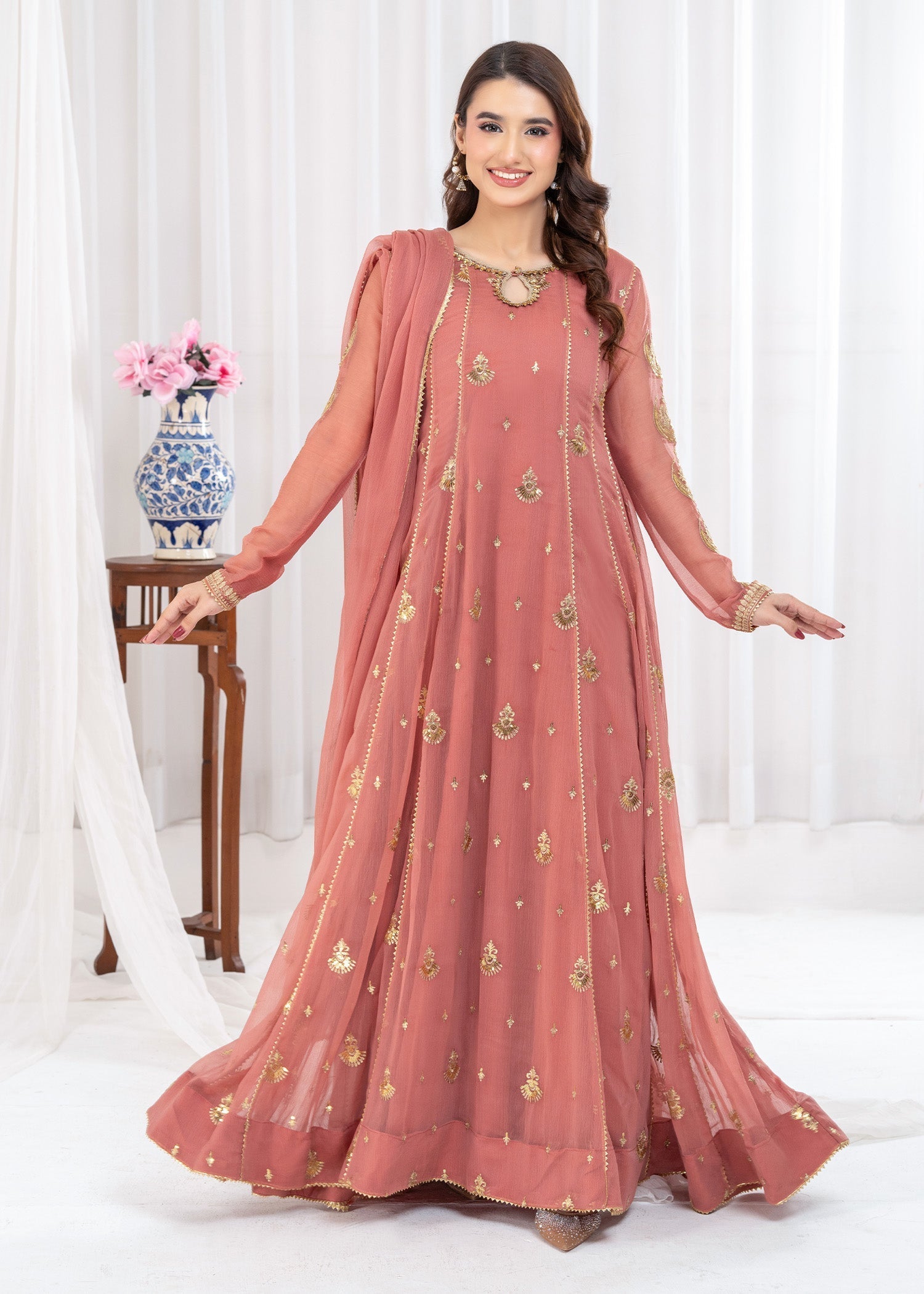 Ayesha Closet SURTAAL CORAL PINK Women 3pcs