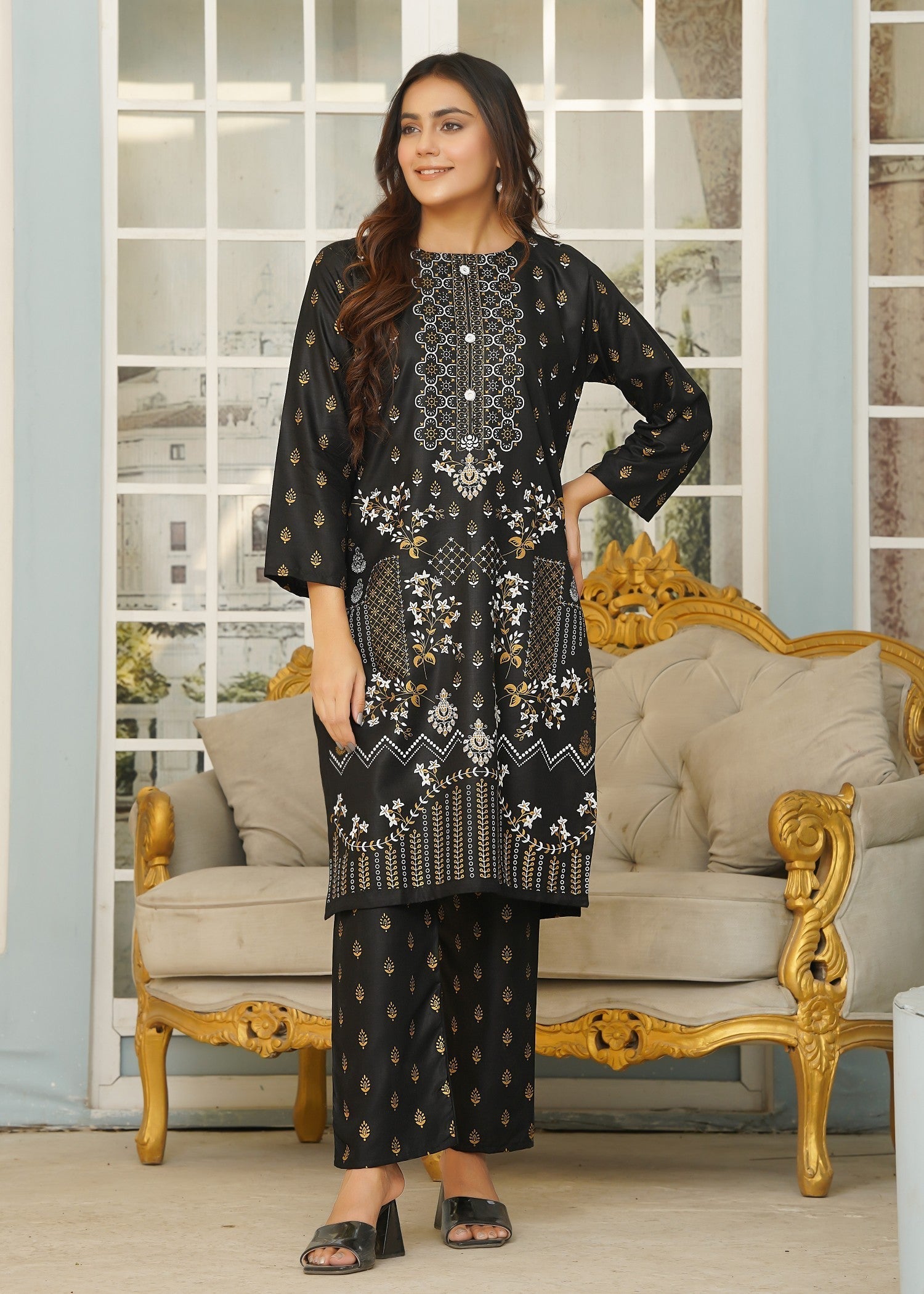 Hamna Kalim fateeh two piece black Women 2pcs