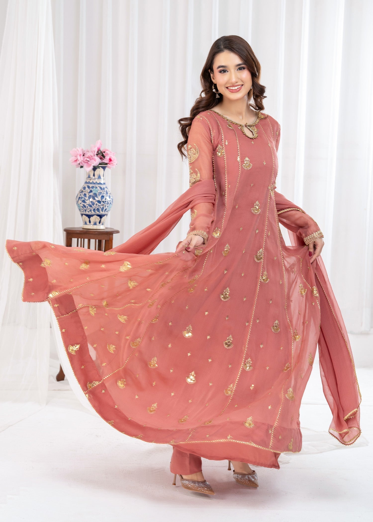 Ayesha Closet SURTAAL CORAL PINK Women 3pcs