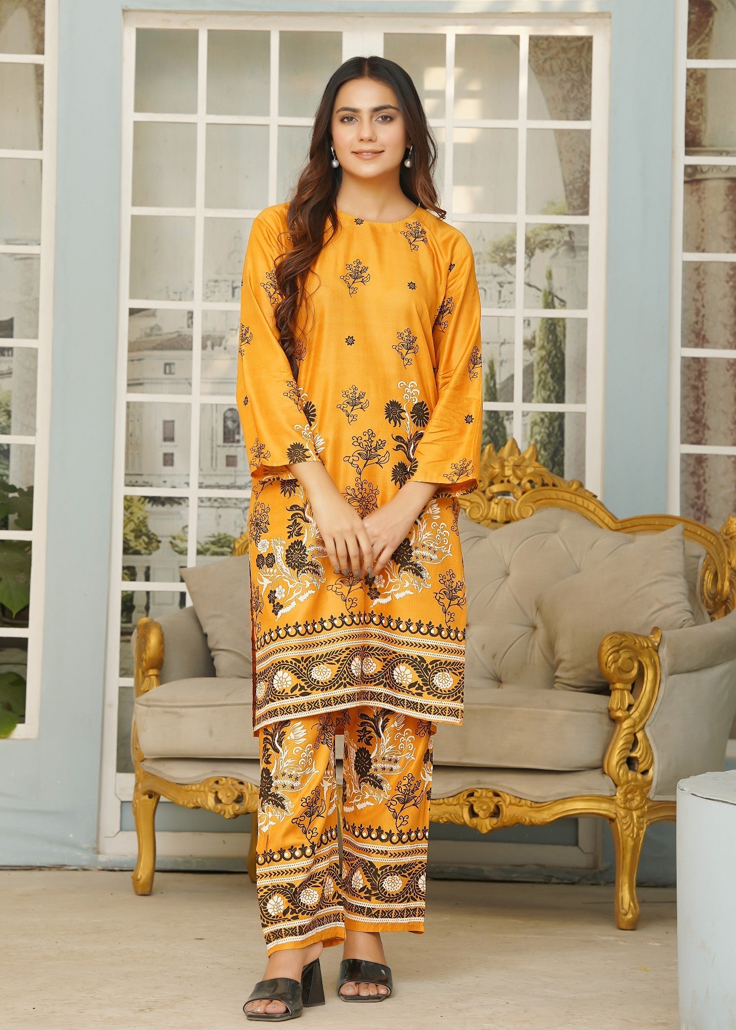 Hamna Kalim rosen mustard Women 2pcs