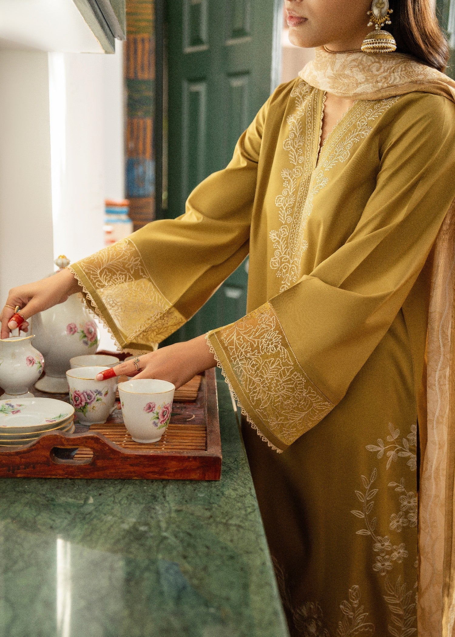 Casual Lite Cotton Emb Suit 02 Women 3pcs