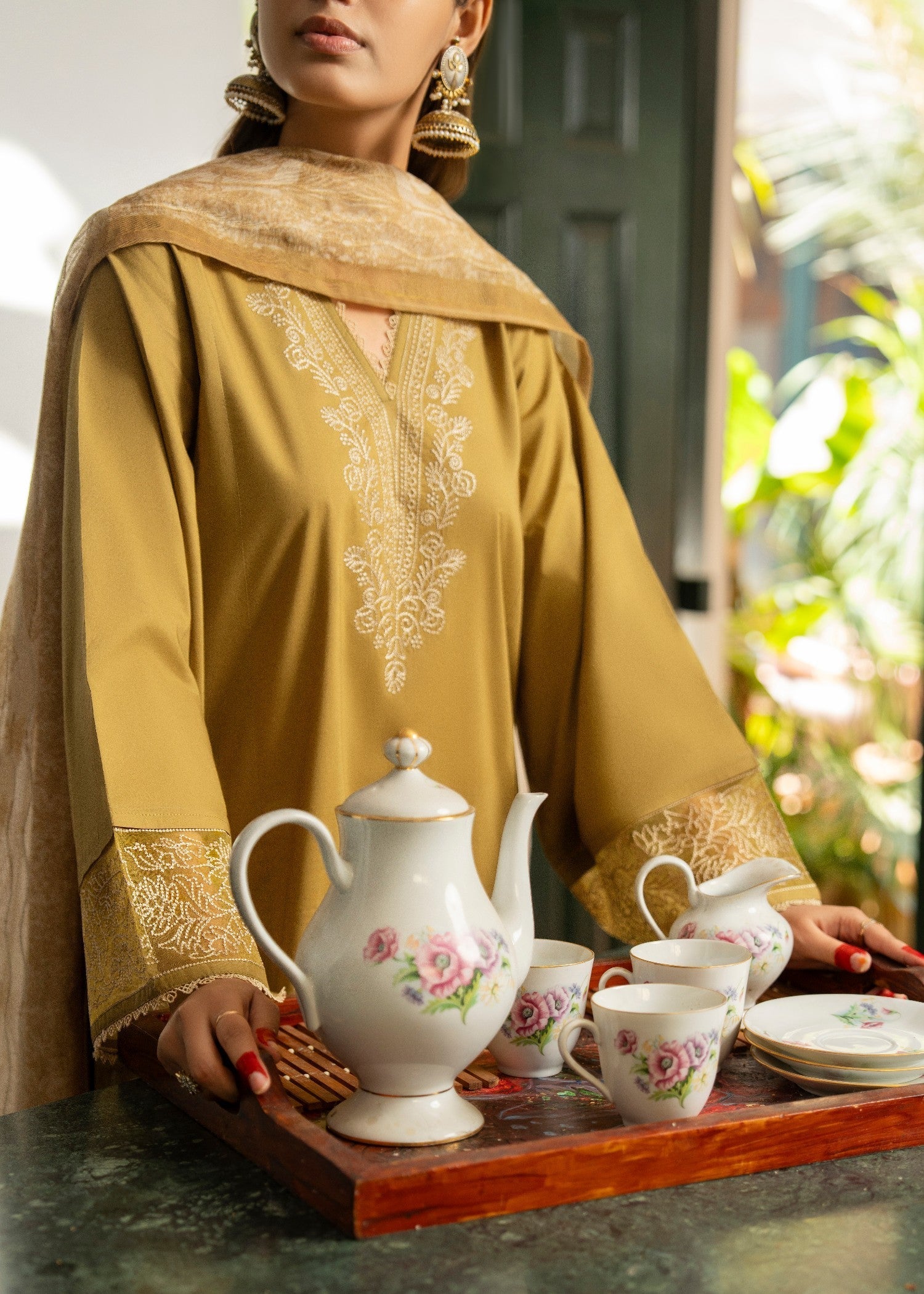 Casual Lite Cotton Emb Suit 02 Women 3pcs