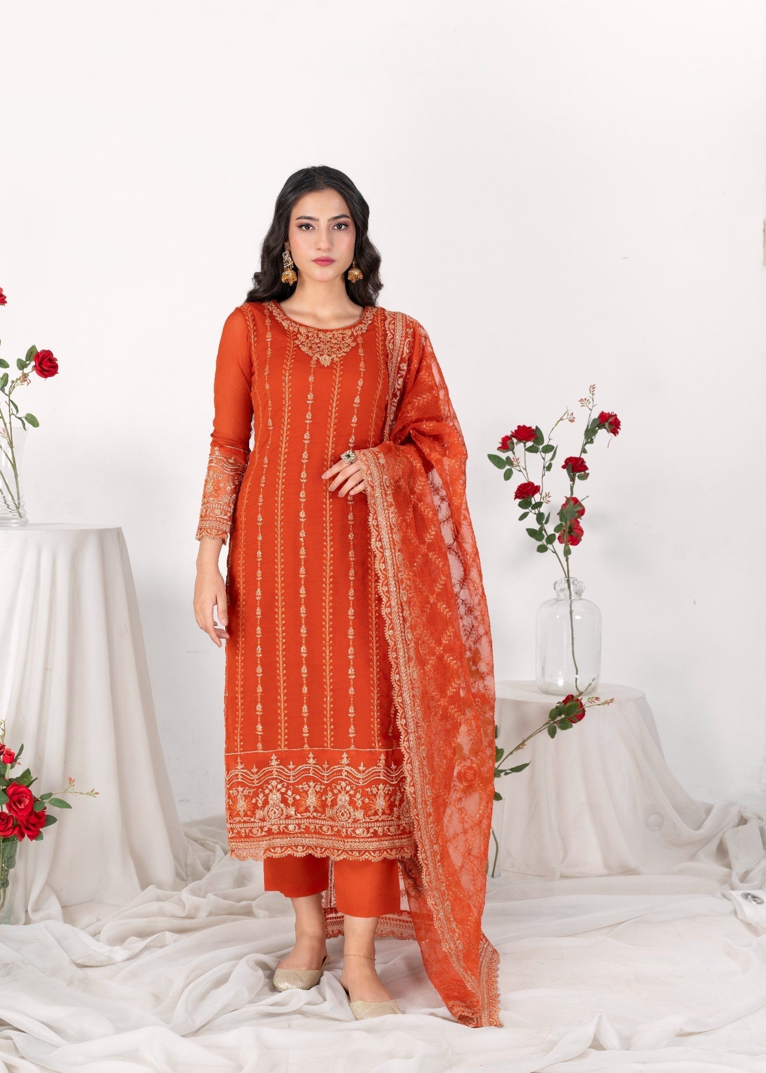 Alyssa COPPER ORANGE KURTI SET ALL605 Women 3pcs