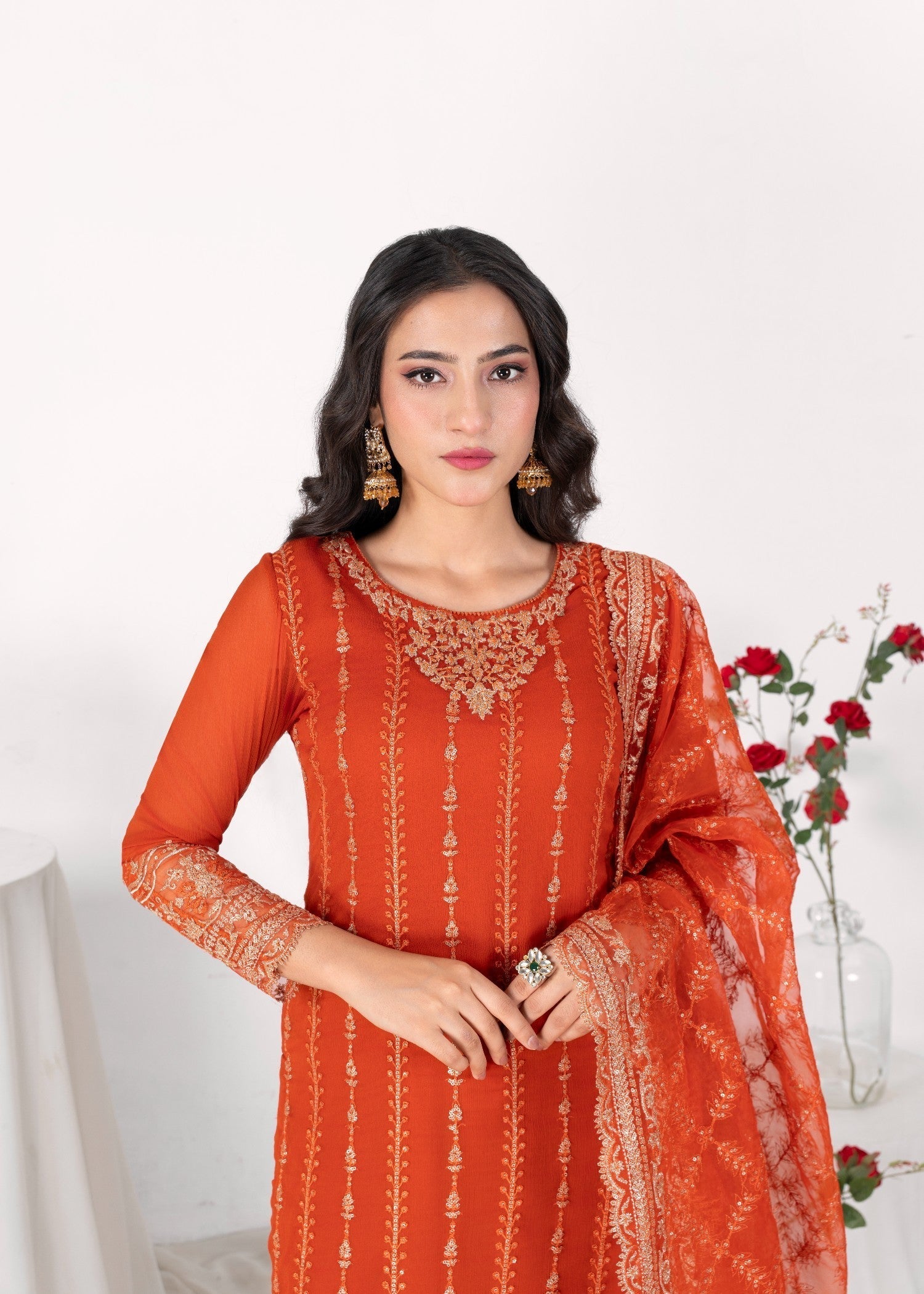 Alyssa COPPER ORANGE KURTI SET ALL605 Women 3pcs