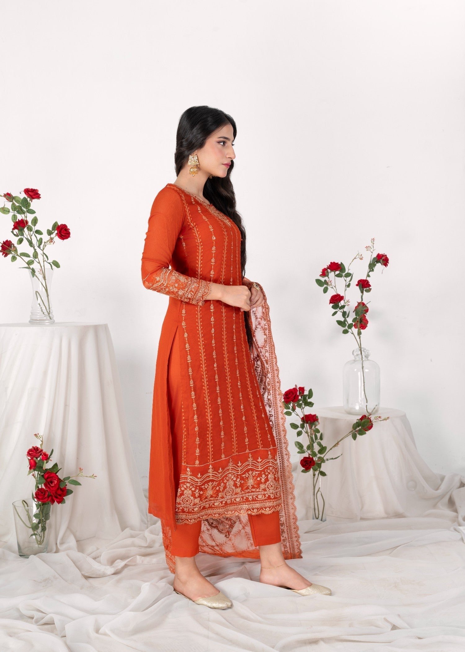 Alyssa COPPER ORANGE KURTI SET ALL605 Women 3pcs