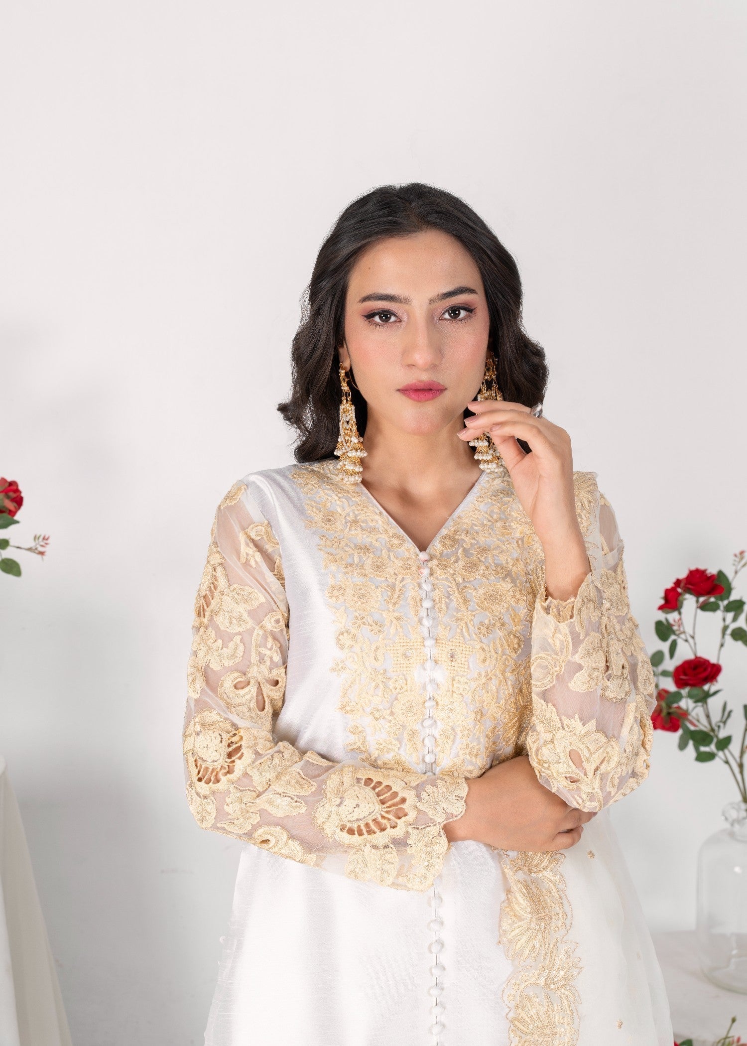Alyssa OFFWHITE RAWSILK KURTI SET ALL606 Women 3pcs