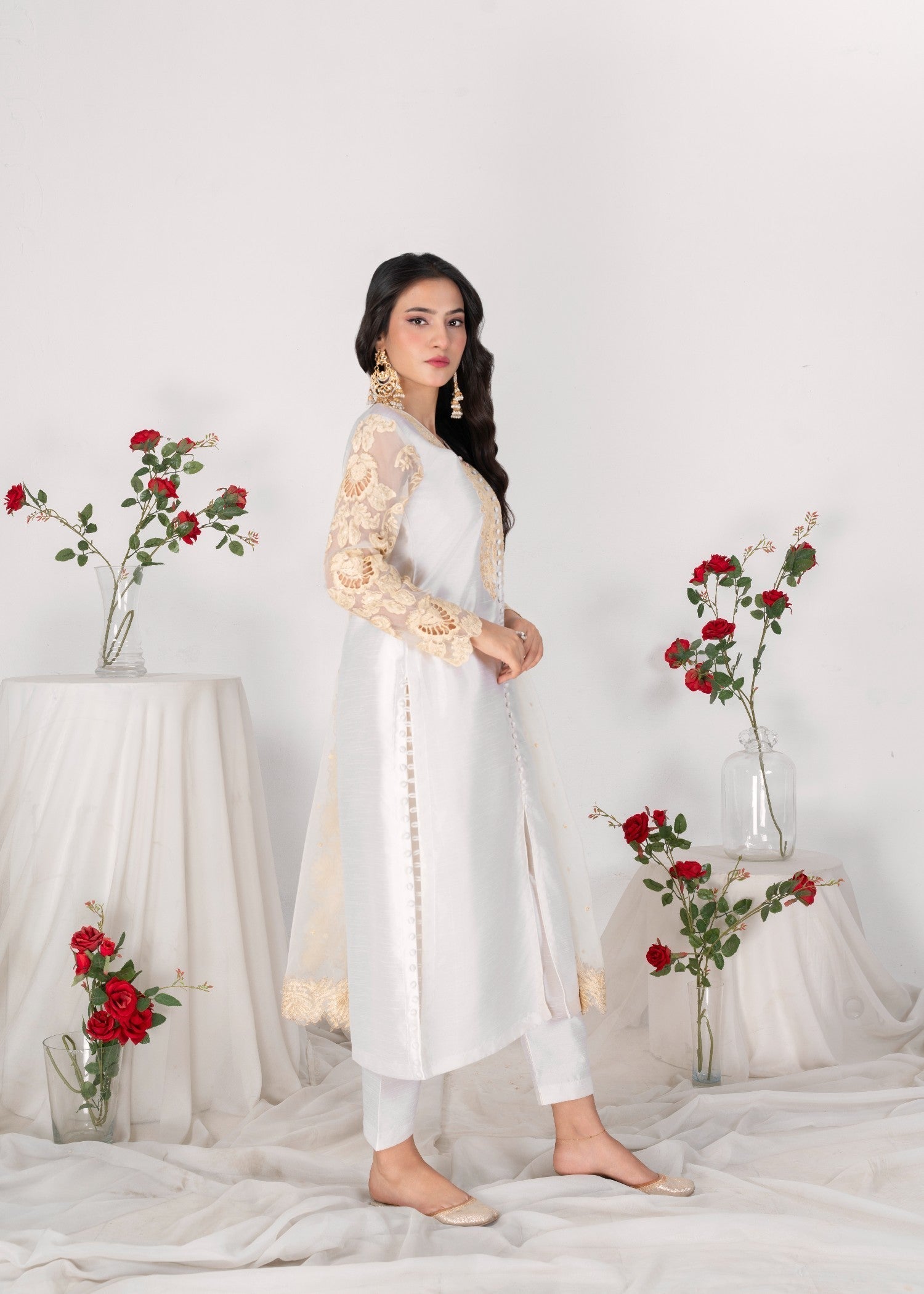Alyssa OFFWHITE RAWSILK KURTI SET ALL606 Women 3pcs